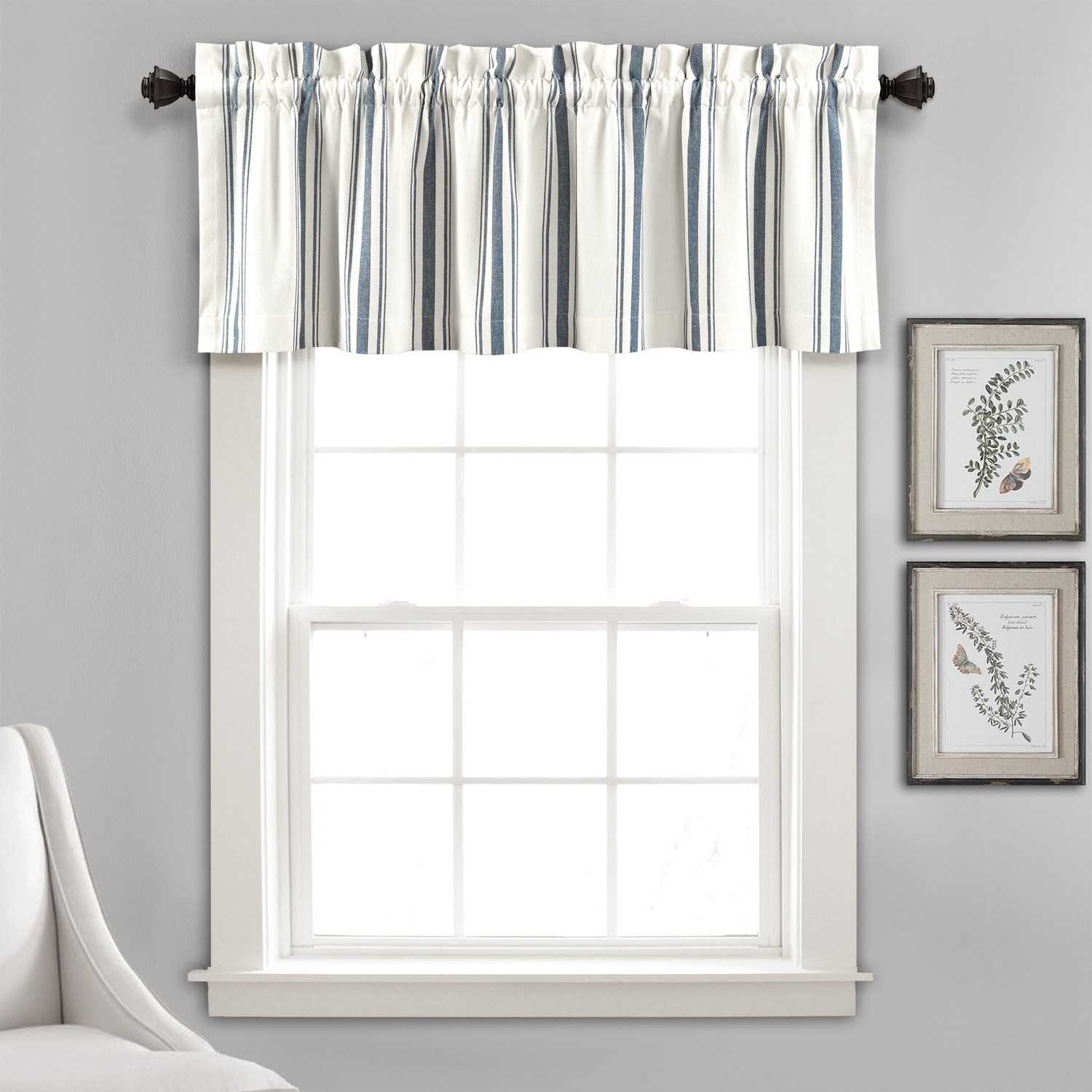 Lush Decor 21T012451 18-Inches Navy Cotton Rod pocket Valance