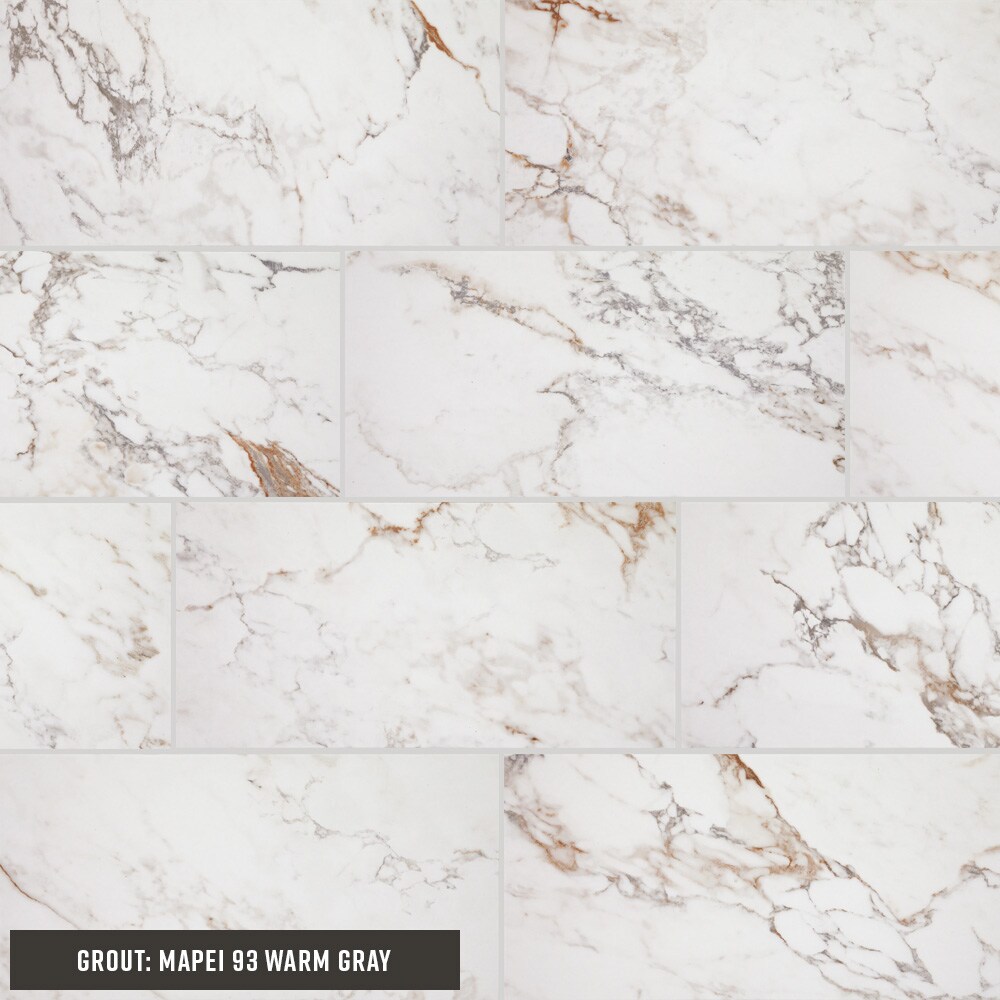 STAINMASTER Calacatta Gem 12-in x 24-in Matte Porcelain Marble Look Floor and Wall Tile (1.95-sq. ft/ Piece)