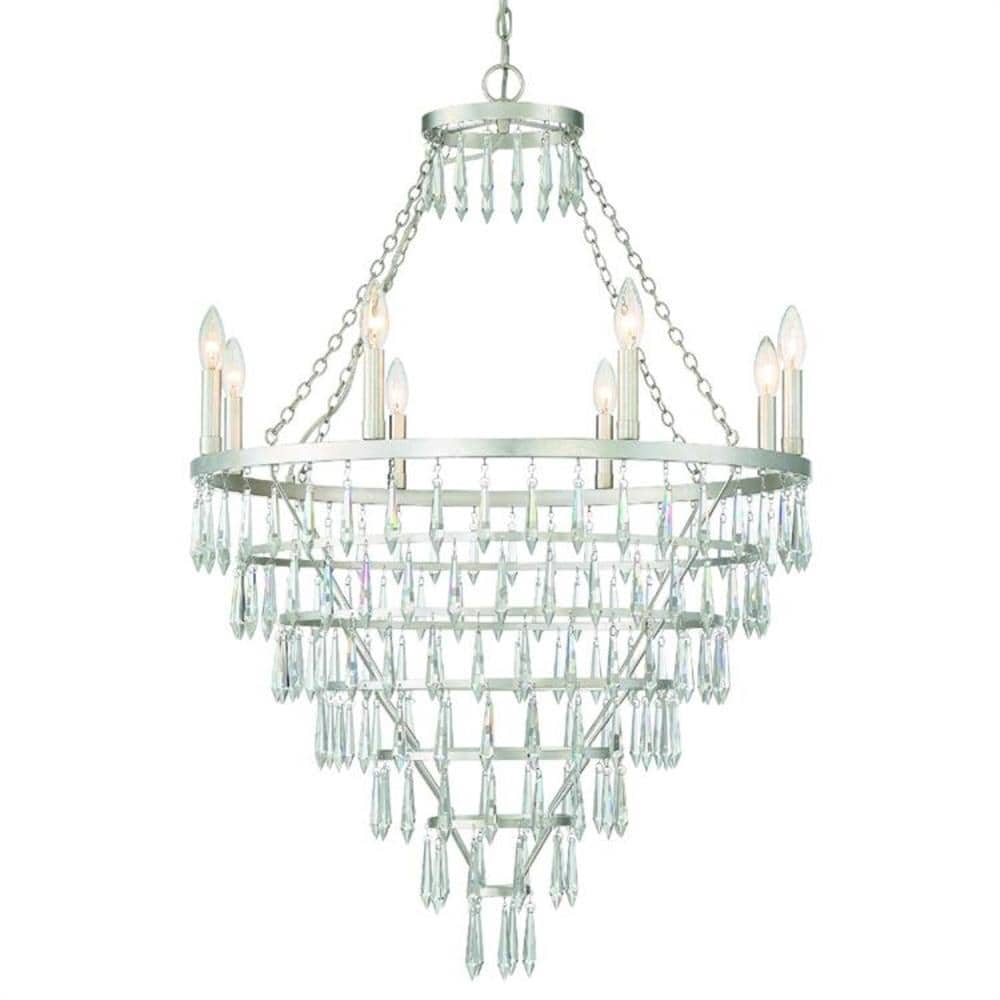 Crystorama LUC-A9068-SA Lucille 8 -Light Antique Steel Transitional Crystal For Use in Bedrooms, Dining Rooms, Foyers, Kitchens, Living Rooms Chandelier