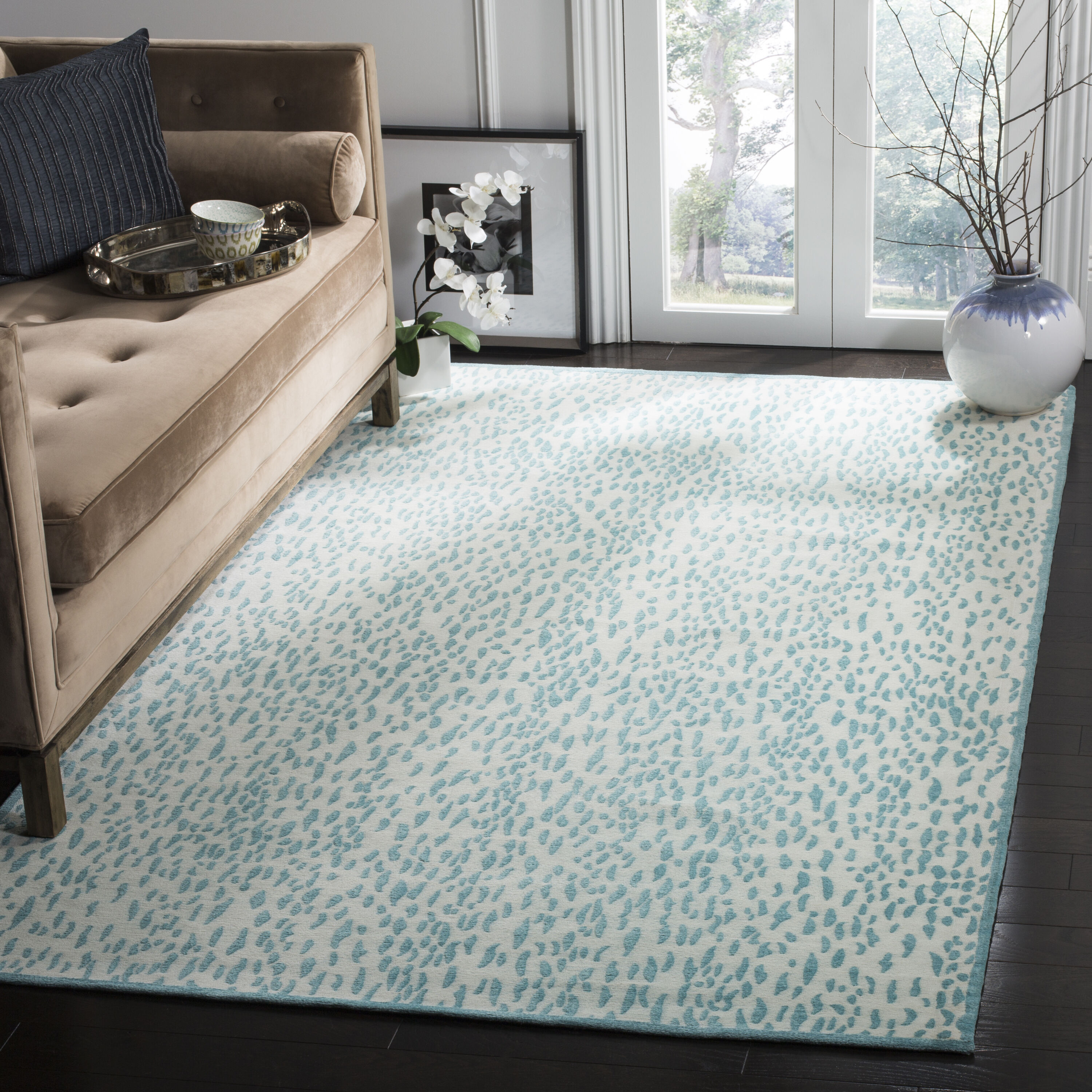 Safavieh MRB657T-24 Marbella Sunetra 2 x 4 (ft) Loomed Polyester Ivory/Turquoise Rectangular Indoor Abstract Throw rug