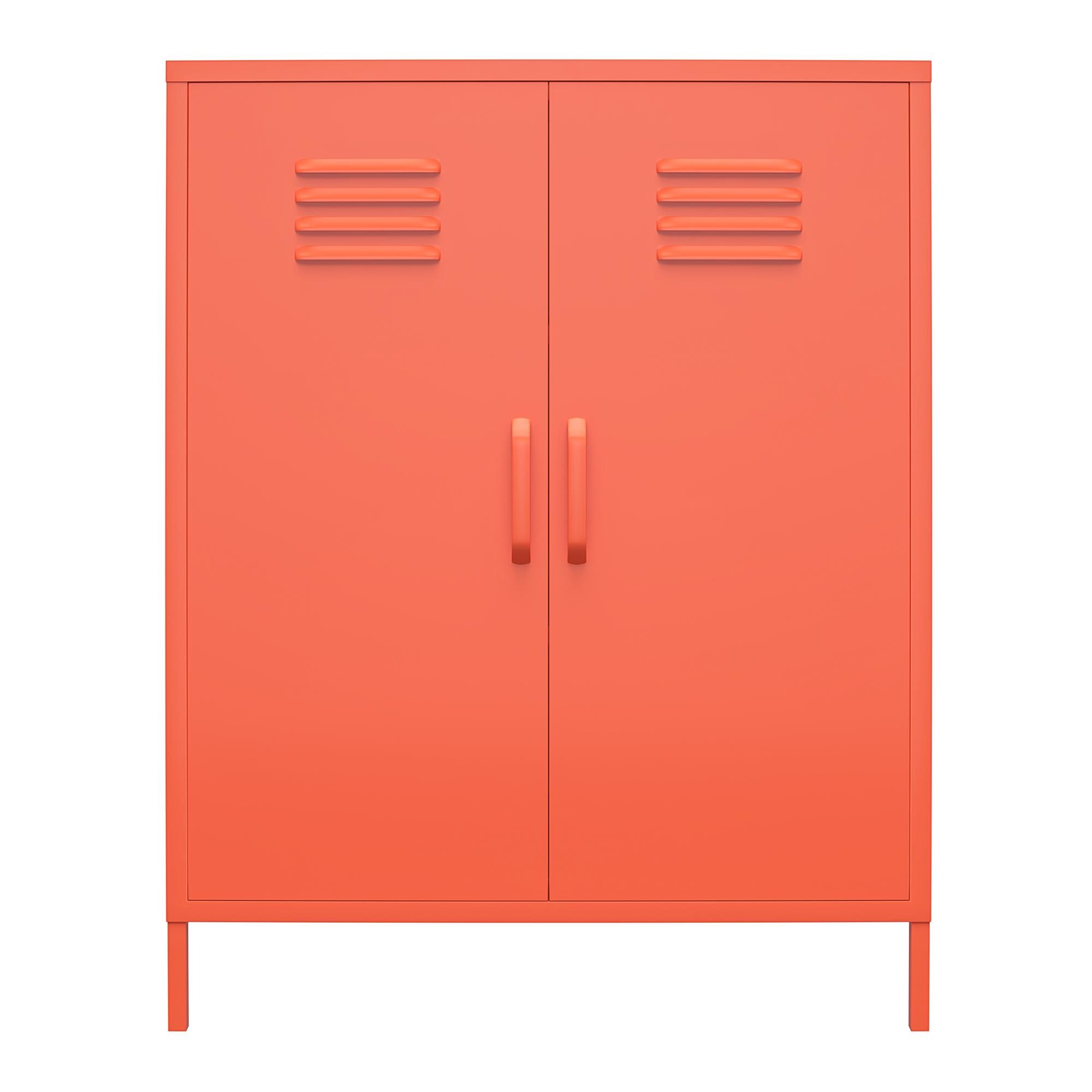 Novogratz Orange Metal Locker Style Storage Cabinet with Adjustable Shelves