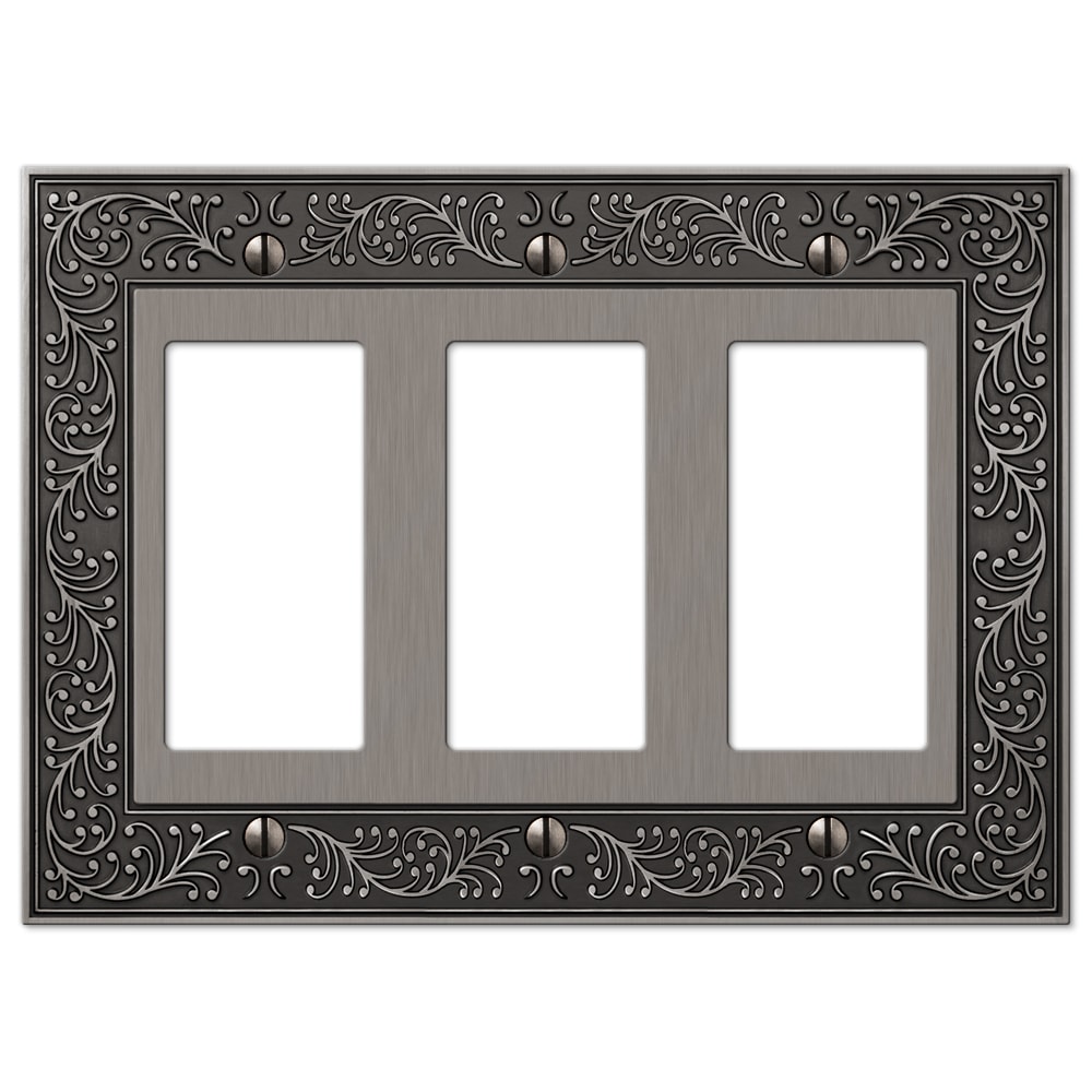 Amerelle 43RRRAN 3 -Gang Specialty Size Antique Nickel Metal Indoor Decorator Wall Plate
