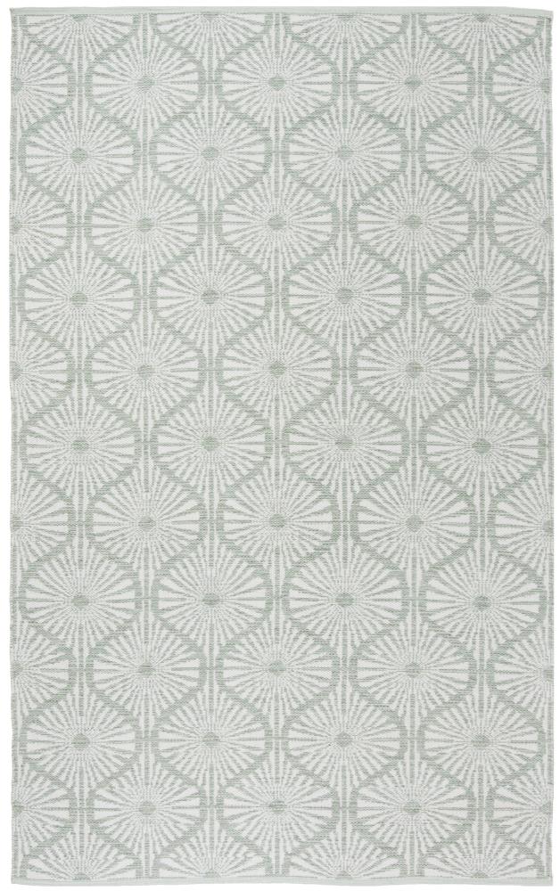 Montauk Light Green and Ivory Geometric Wool Area Rug 8' x 10'