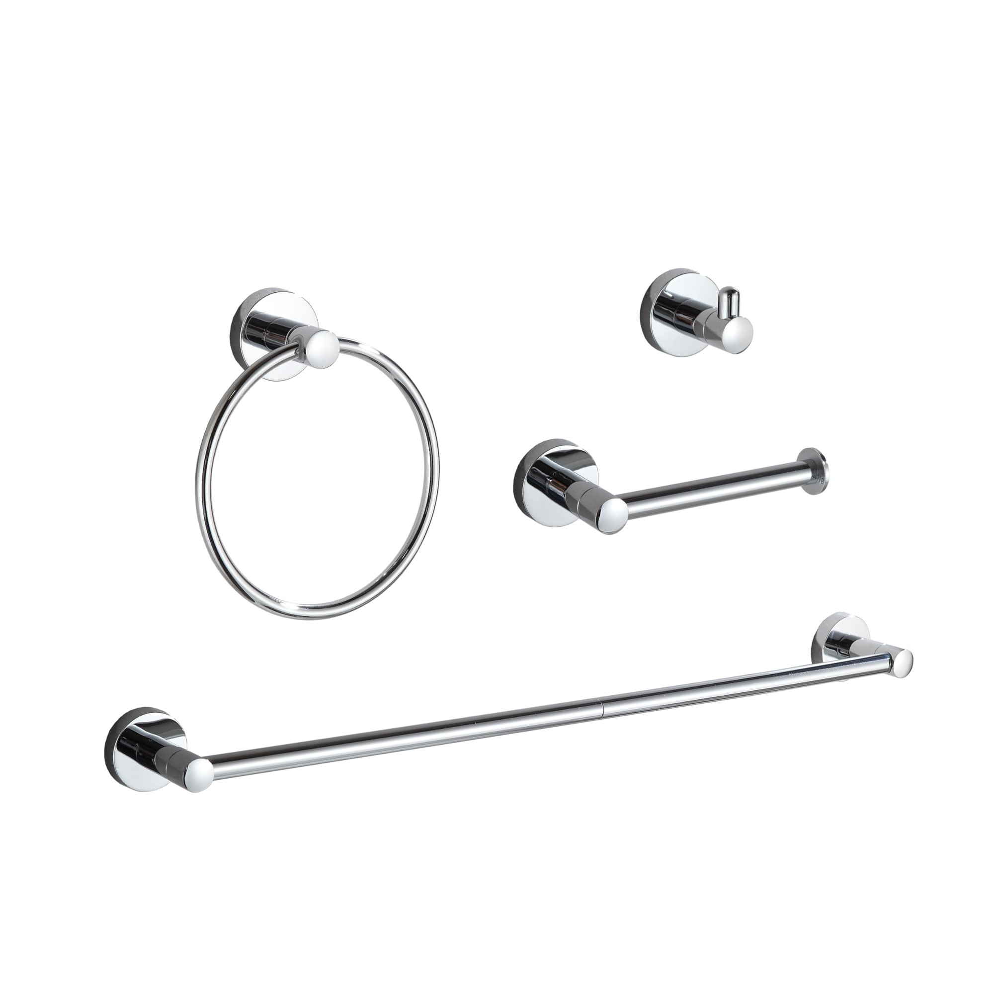 Aoibox  Chrome 4 Piece Bathroom Accessory Hardware Set with Adjustable 18 24 in Towel Bar Towel Ring Toilet