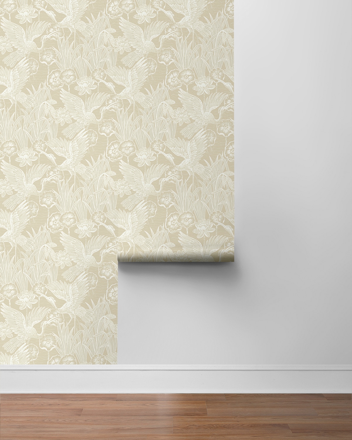 Sand Floral Heron Self-Adhesive Vinyl Wallpaper