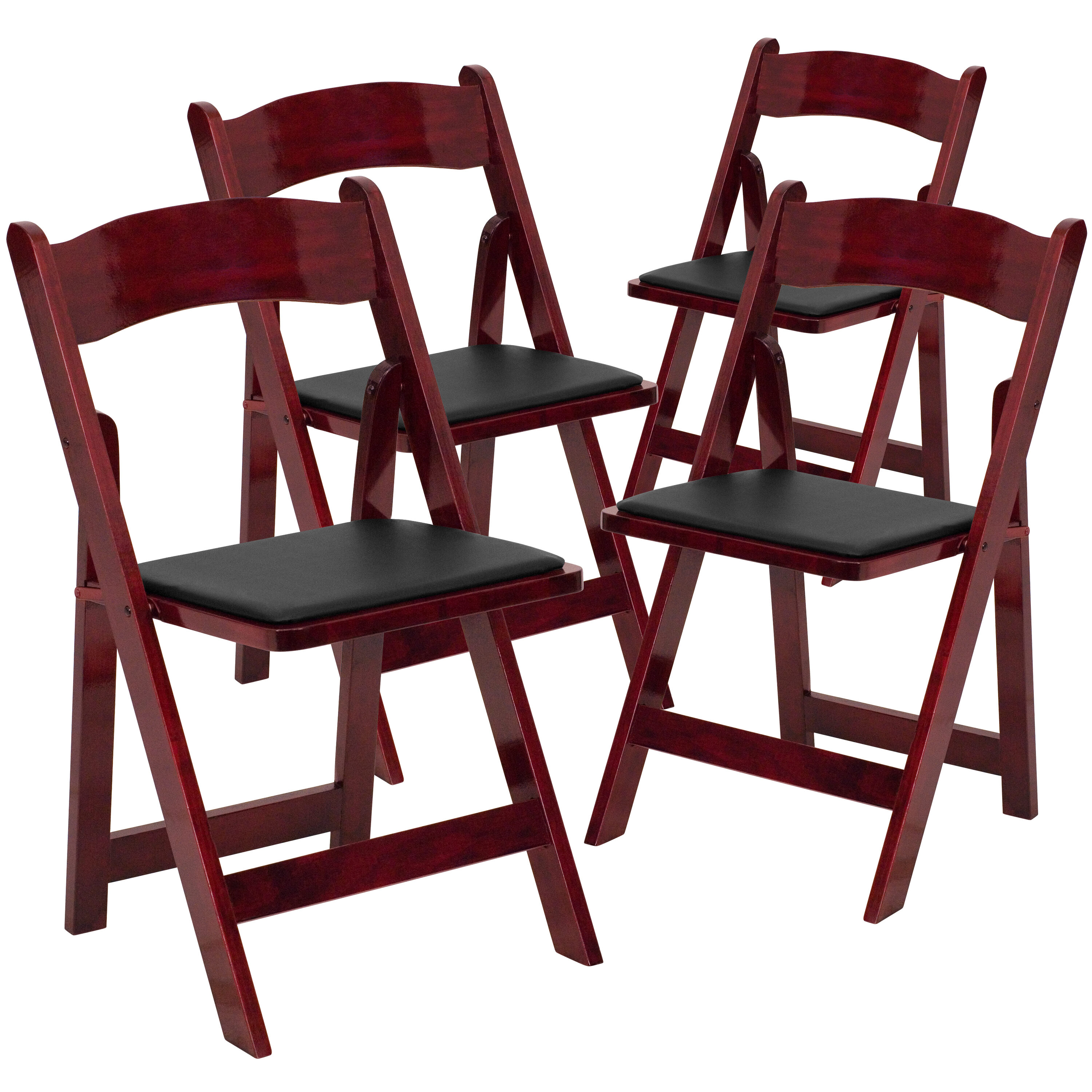 Flash Furniture 847254055437 4 -Pack Mahogany Commercial/Residential Standard Folding Chair with Upholstered Seat ( Indoor )