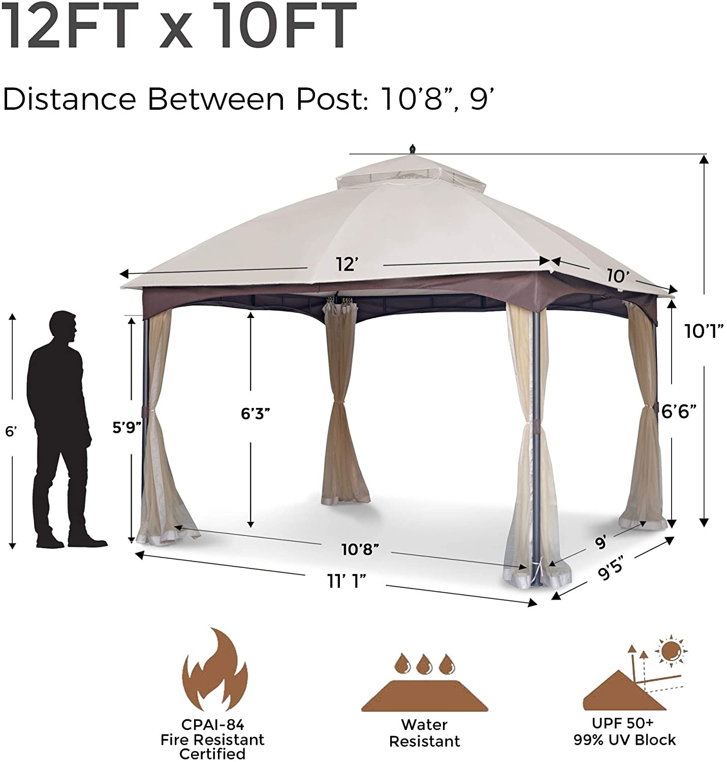 Forclover MONMBY045GY Wood-Resin-Gazebos - View #2