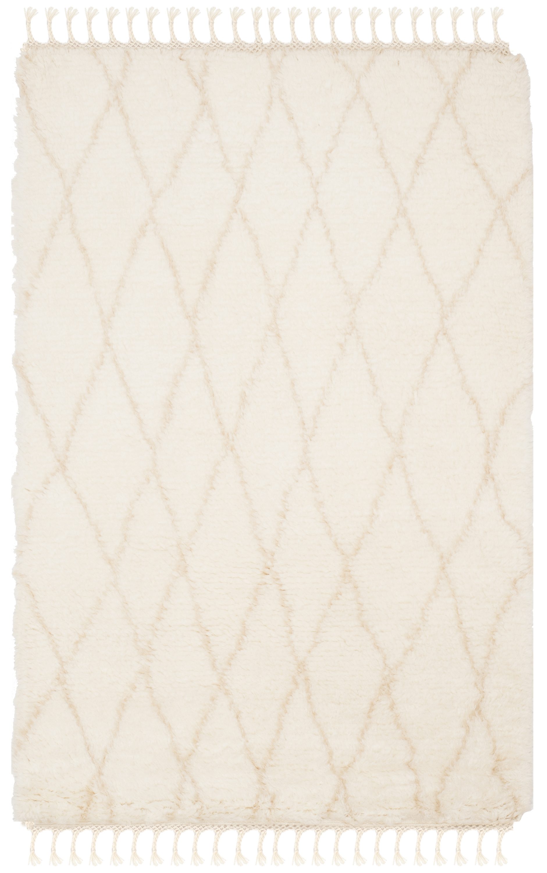 Safavieh CSB145B-4 Casablanca Tangier Shag 4 x 6 (ft) Knotted Wool Ivory/Beige Rectangular Indoor Trellis Farmhouse/Cottage Area rug