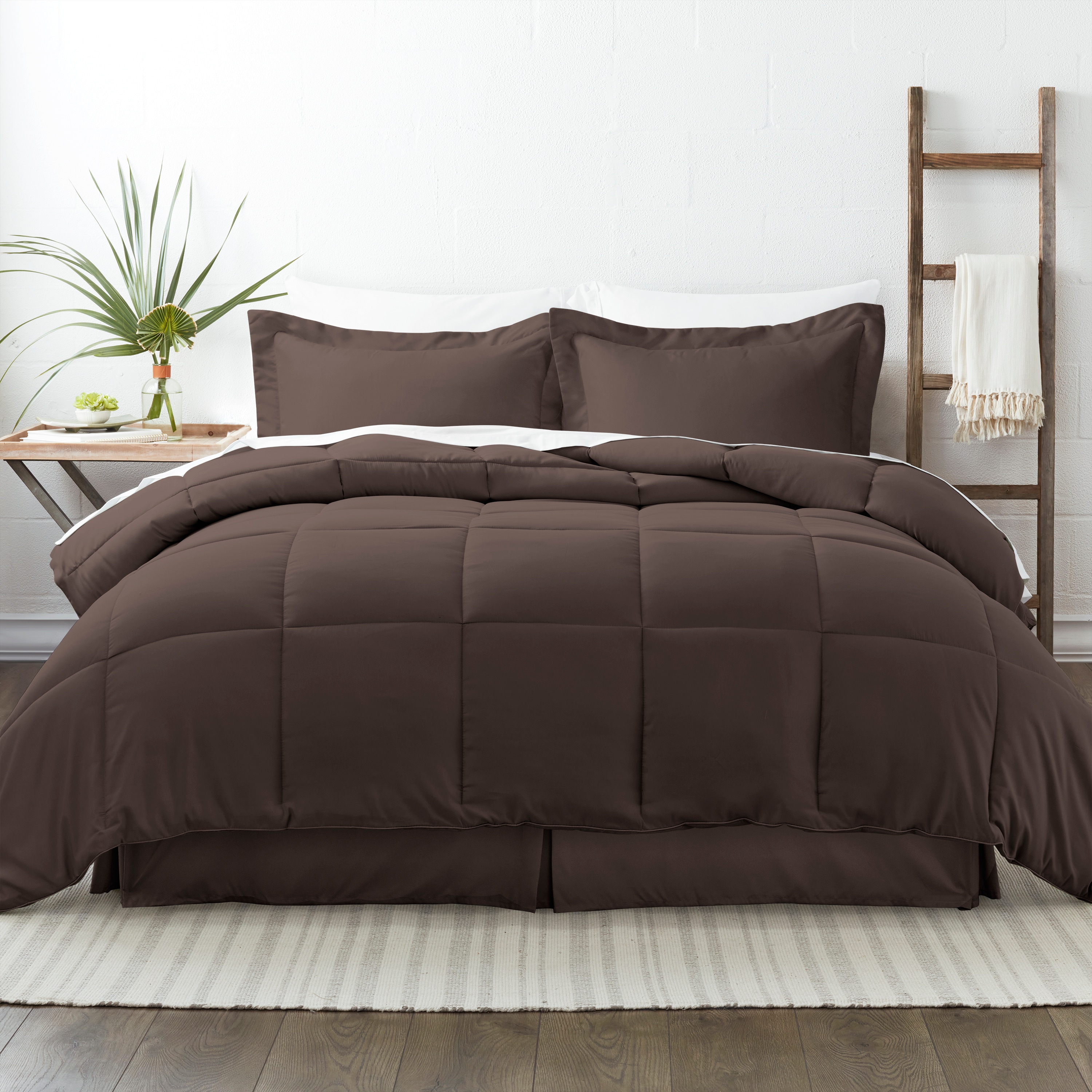 Duvet Cover Set Soft Brushed Comforter Cover W/Pillow Sham Chocolate King 