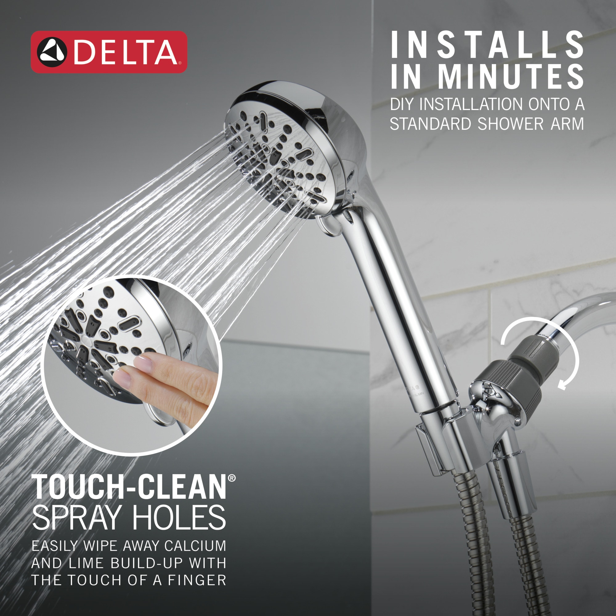 Chrome Adjustable Multi-Head Handheld Shower with Hose