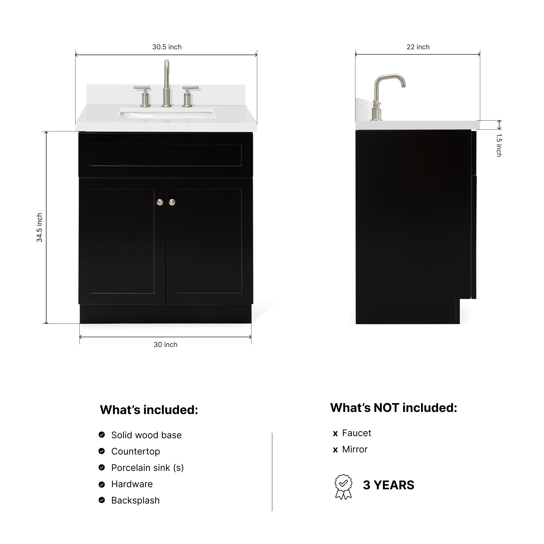 ARIEL F031SWQRVOBLK Bath-Vanity-Combo - View #3