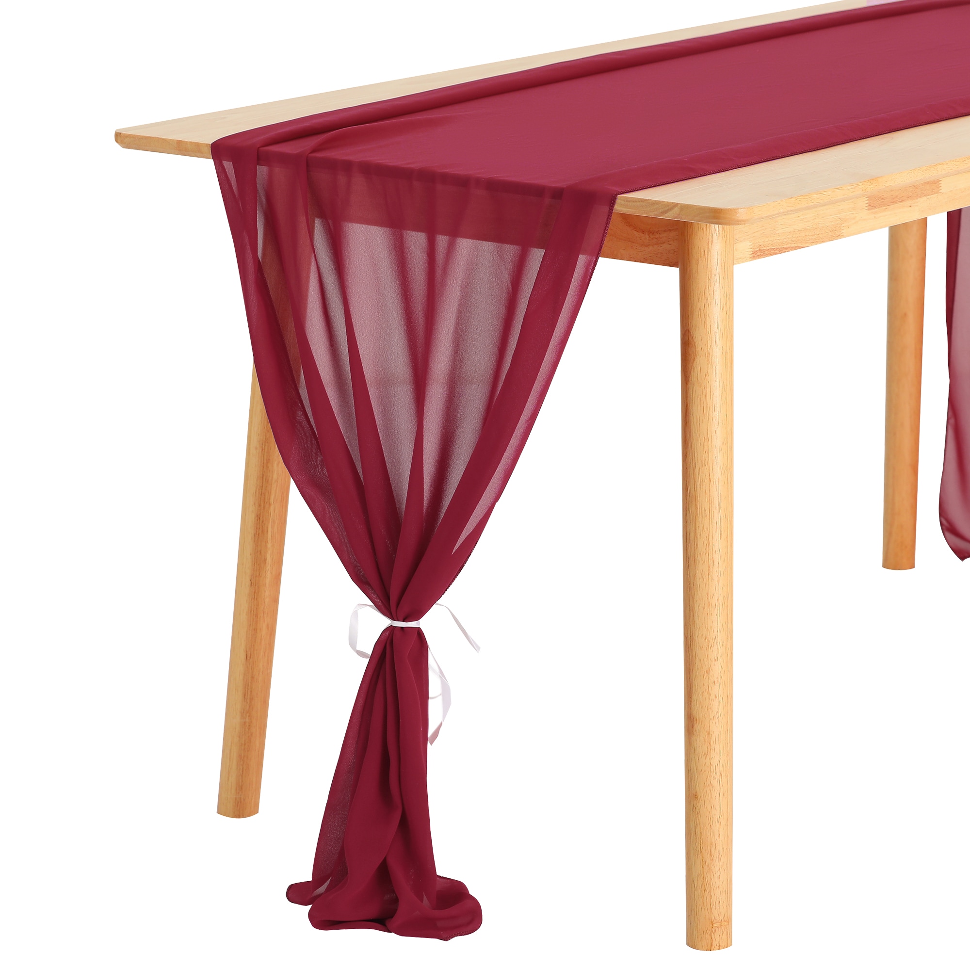 Unique Bargains 6pcs Chiffon Table Runner 120 Inches Long Gauze Table Runners Rustic Sheer Table Decor for Wedding Birthday Party 28x120 Inch Wine Red #S25120800UX5262