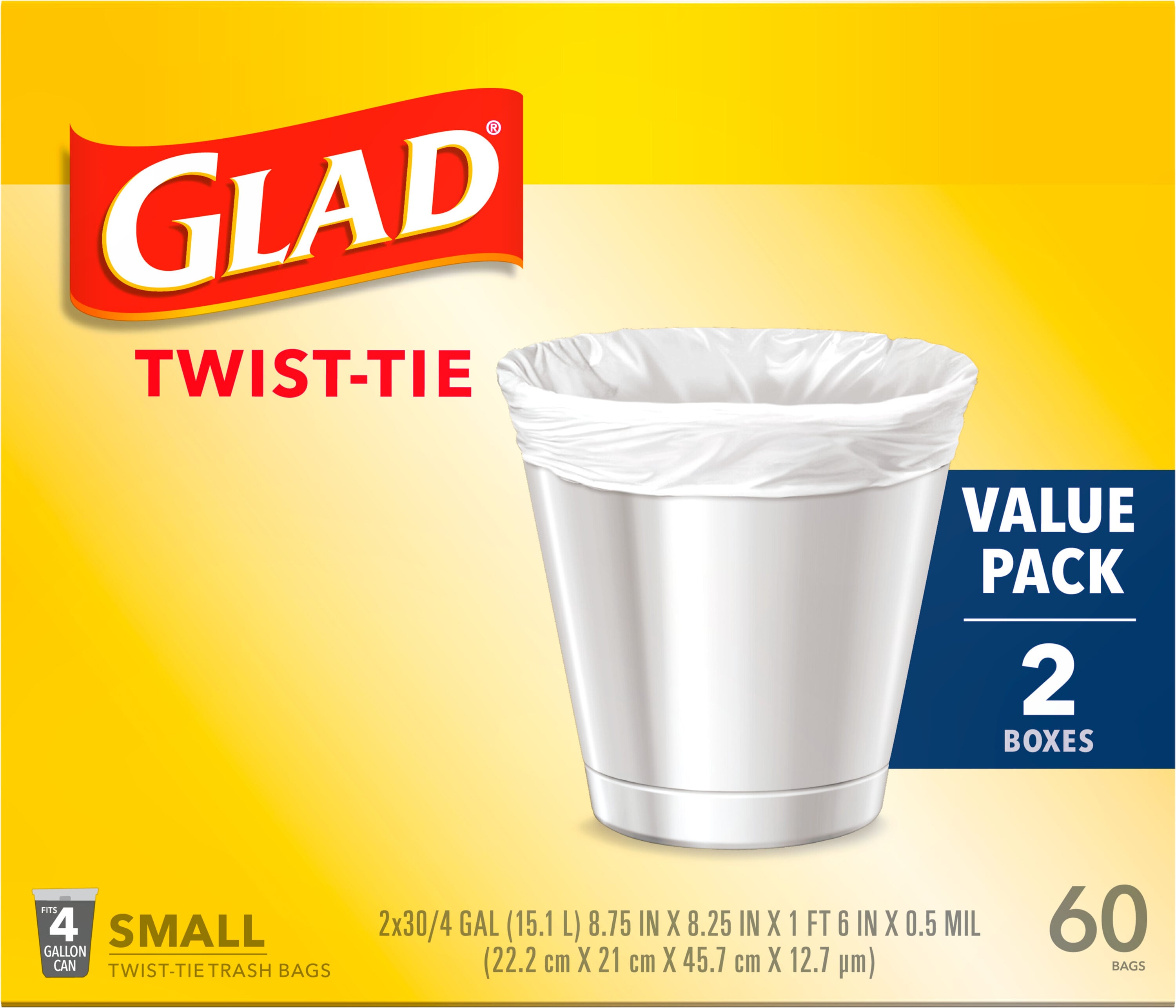 Glad 4-Gallons White Plastic Wastebasket Twist Tie Trash Bag (60-Count) in  the Trash Bags department at