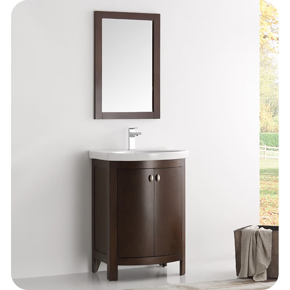 Antique Coffee 20" Rectangular Wood Bathroom Vanity Mirror