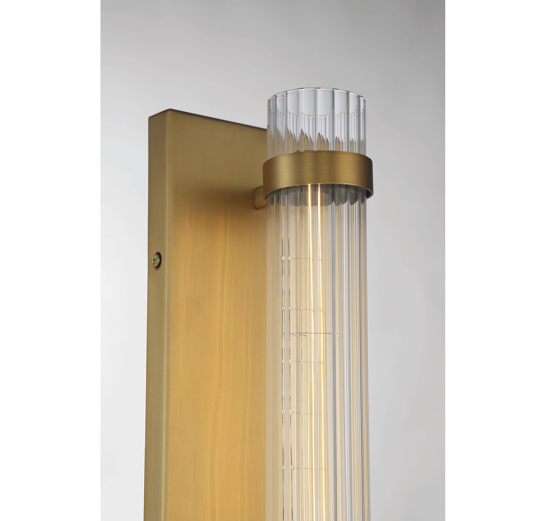 Willmar Warm Brass 1-Light Wall Sconce with Reeded Glass