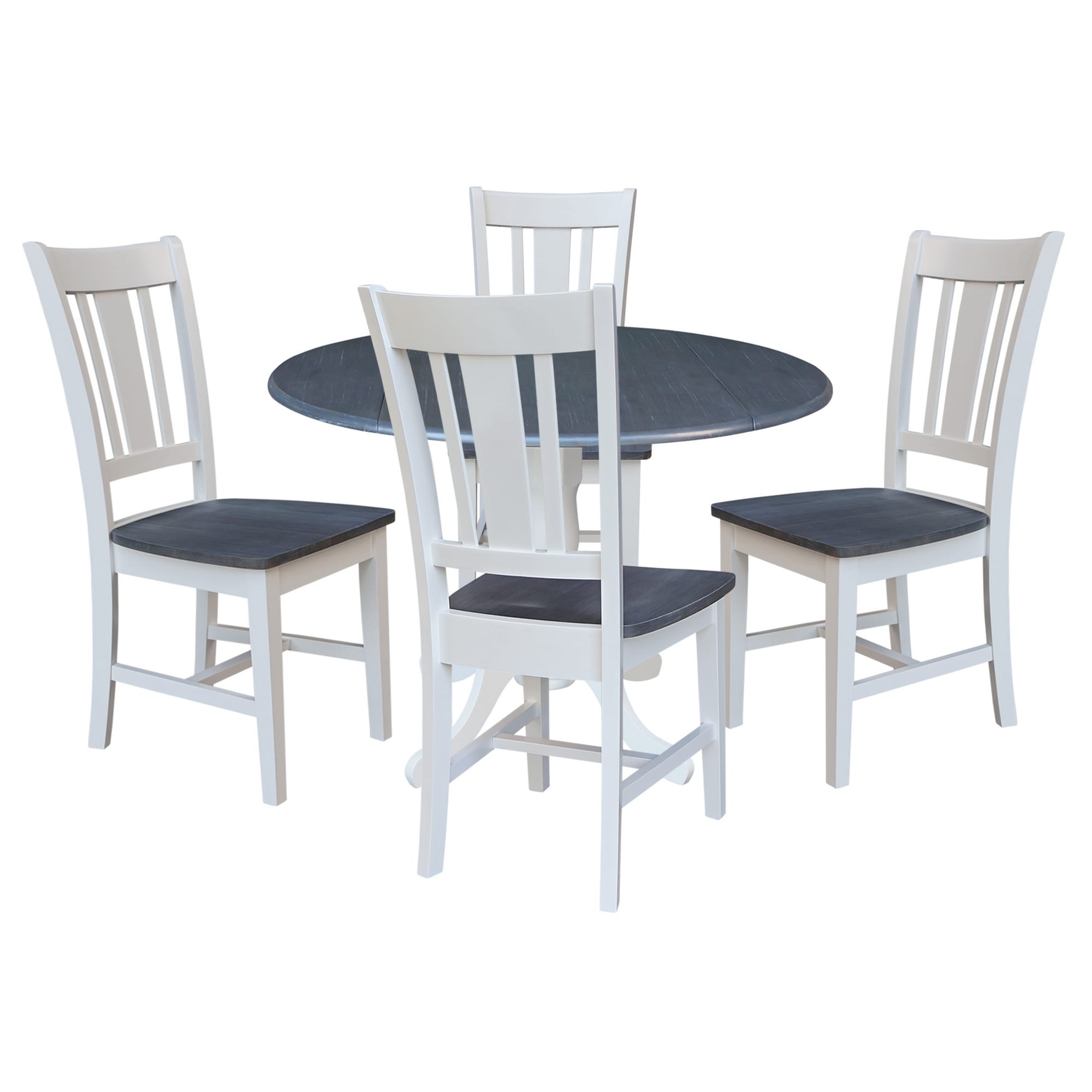 International Concepts K05-42DP-C10-4 White/heather gray Traditional Dining Room Set with Round Table ( Seats 4 )