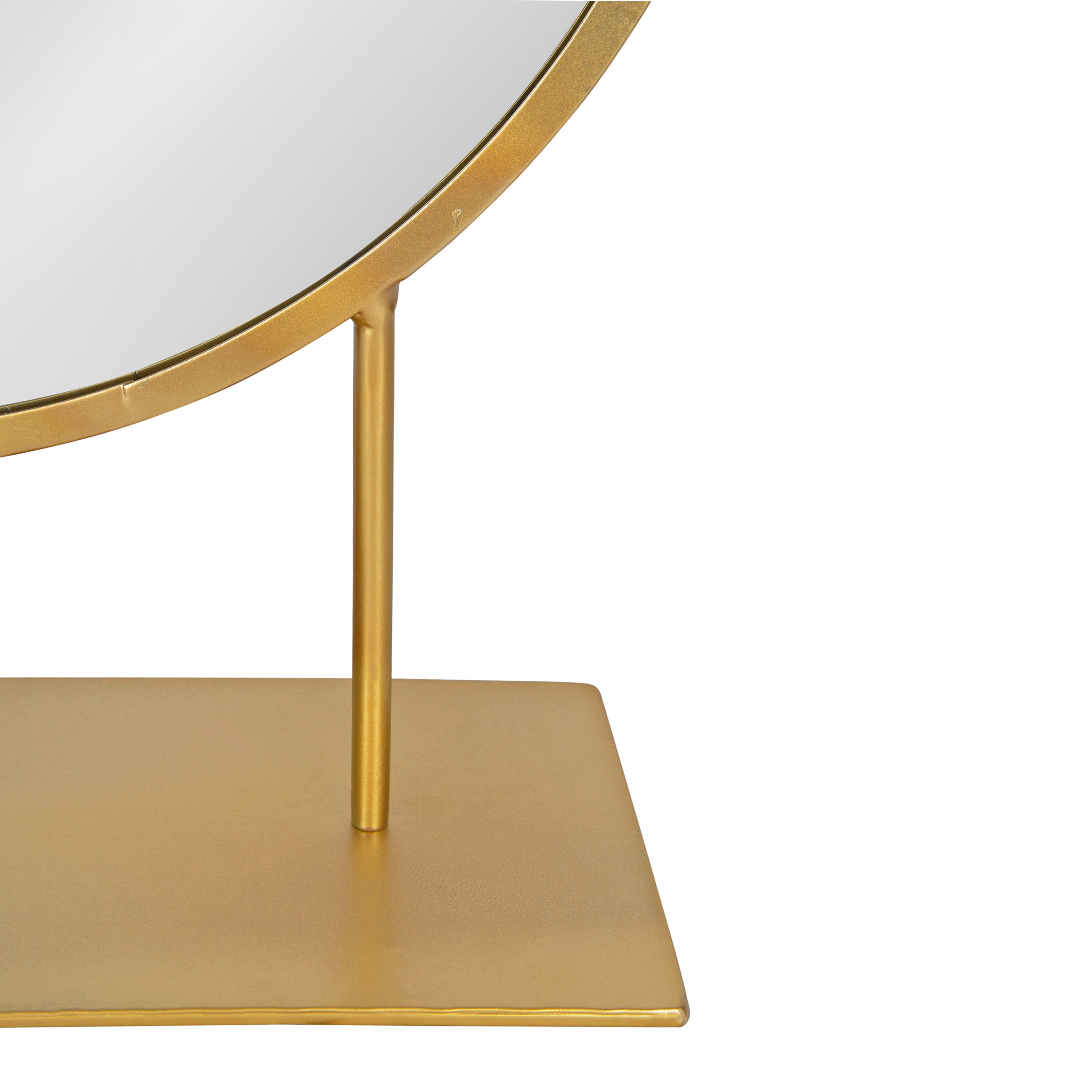 Gold Metal Frame Round Table Mirror with Stand, 18"