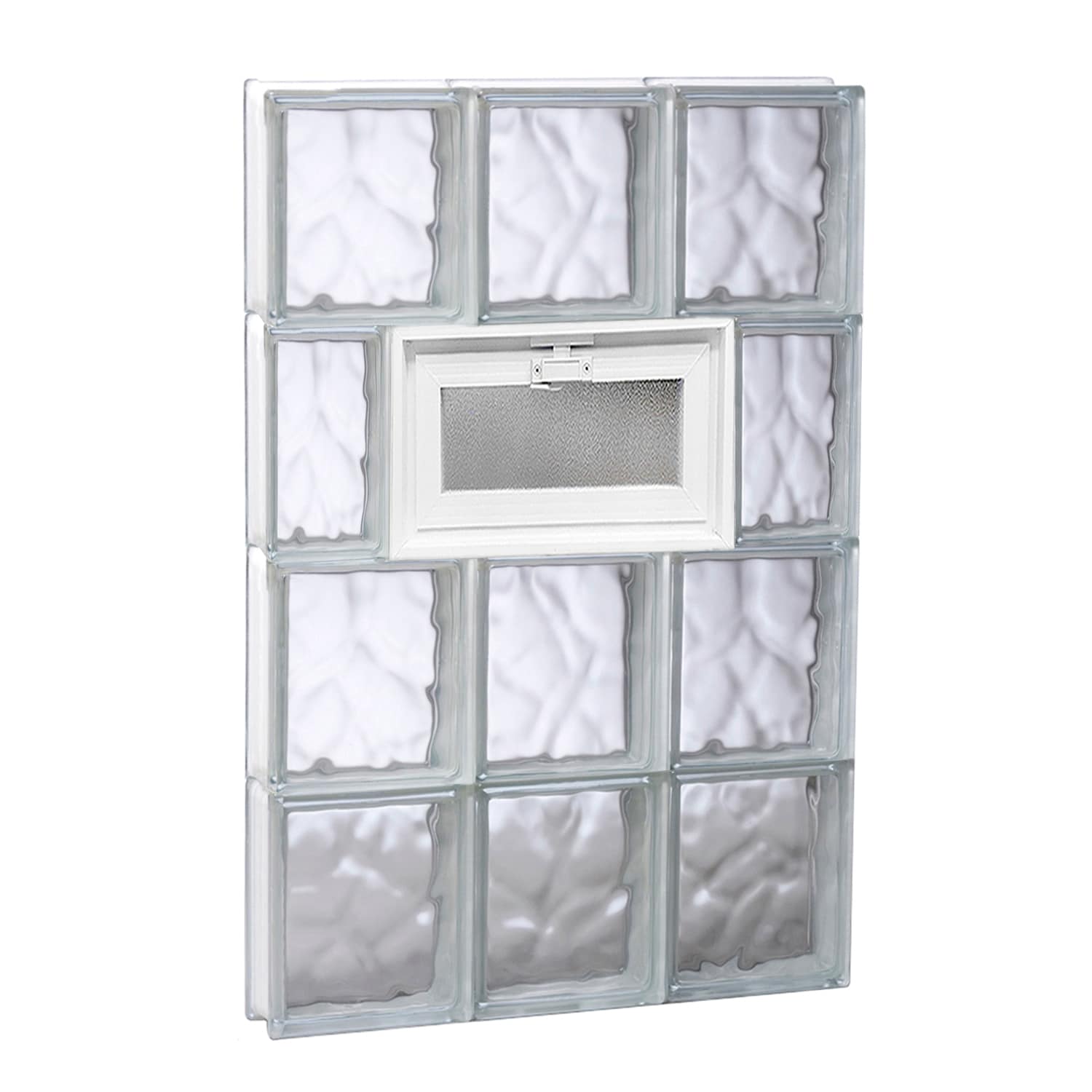 REDI2SET V1832DC Wavy Glass 17-1/4-in x 31-in Frameless Replacement Vented Glass Block Window