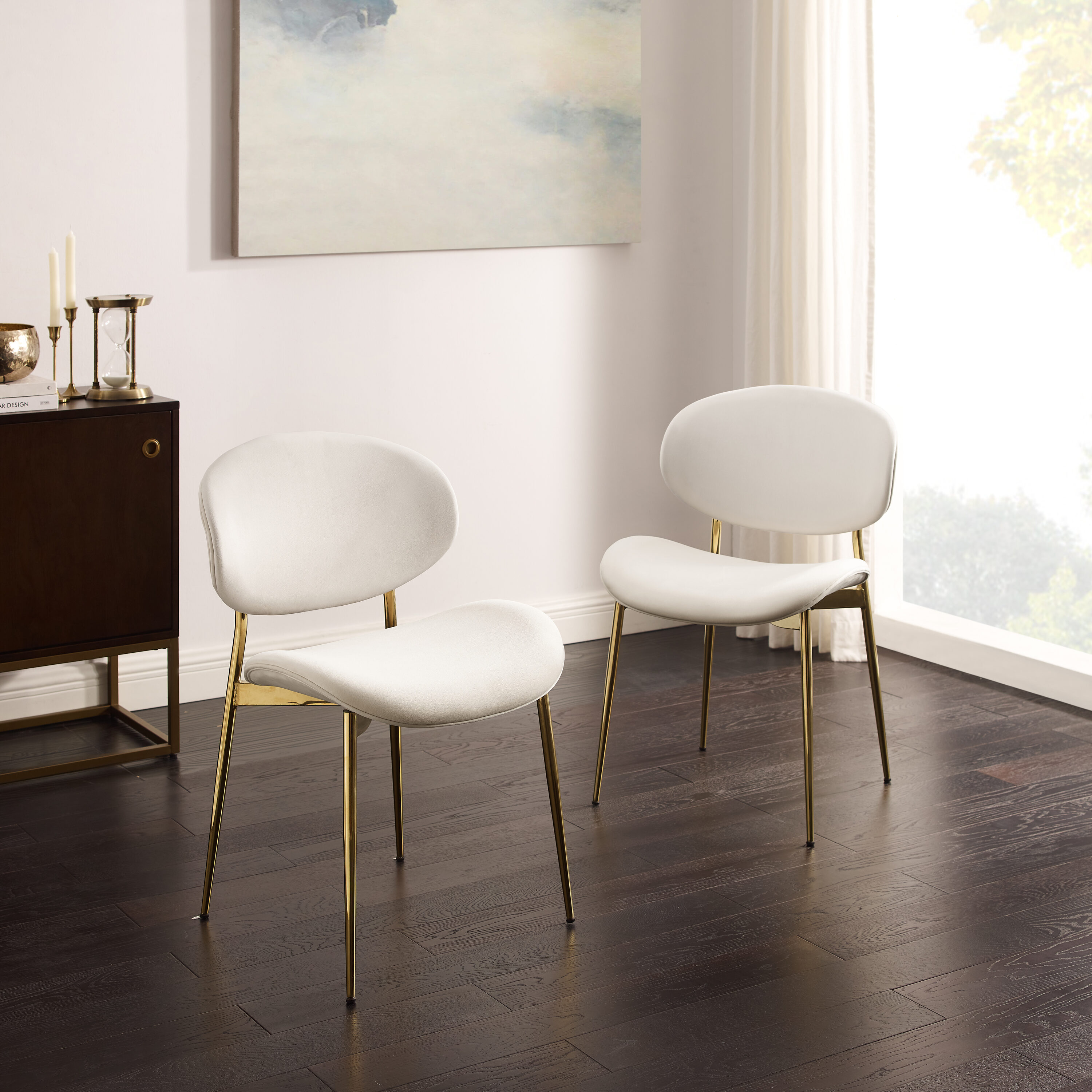 Art Leon CC056-2-OW Set of 2 Velvet Dining Side Chair