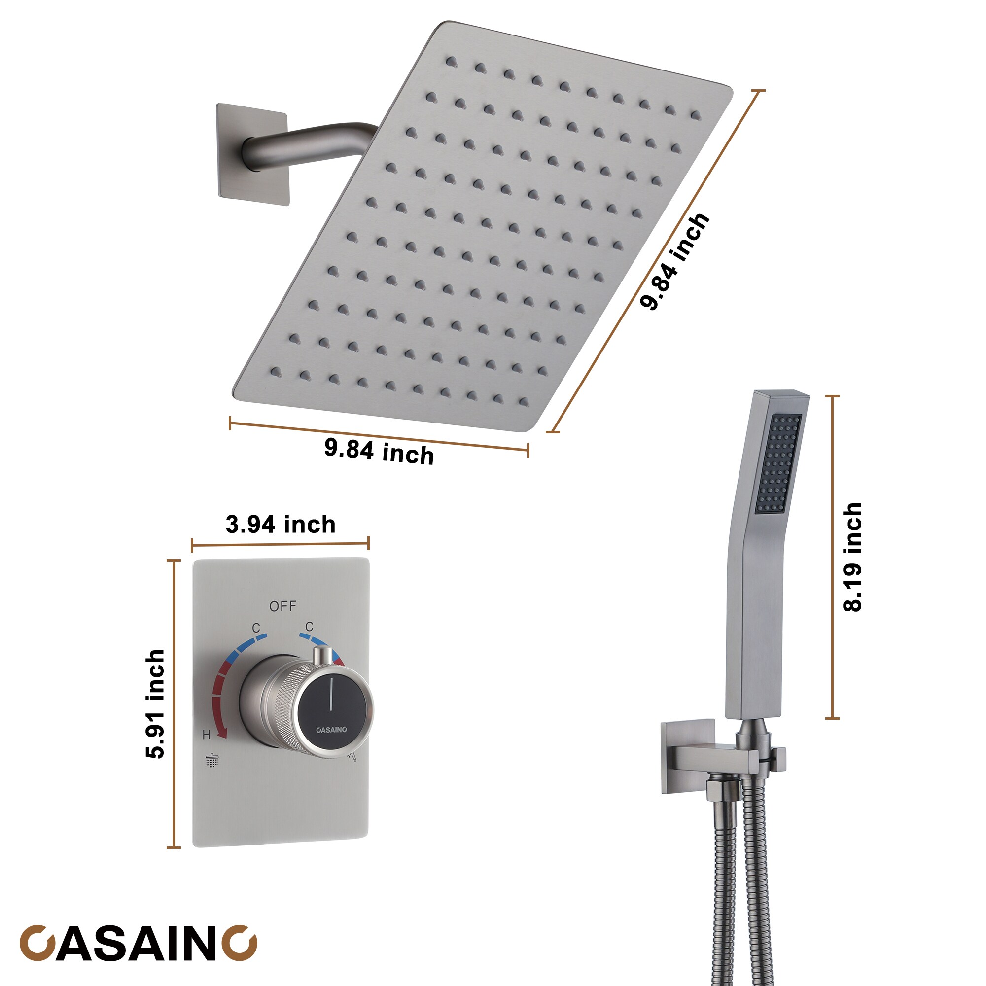 CASAINC CASA07BN Showerhead-Bar-Panels - View #9