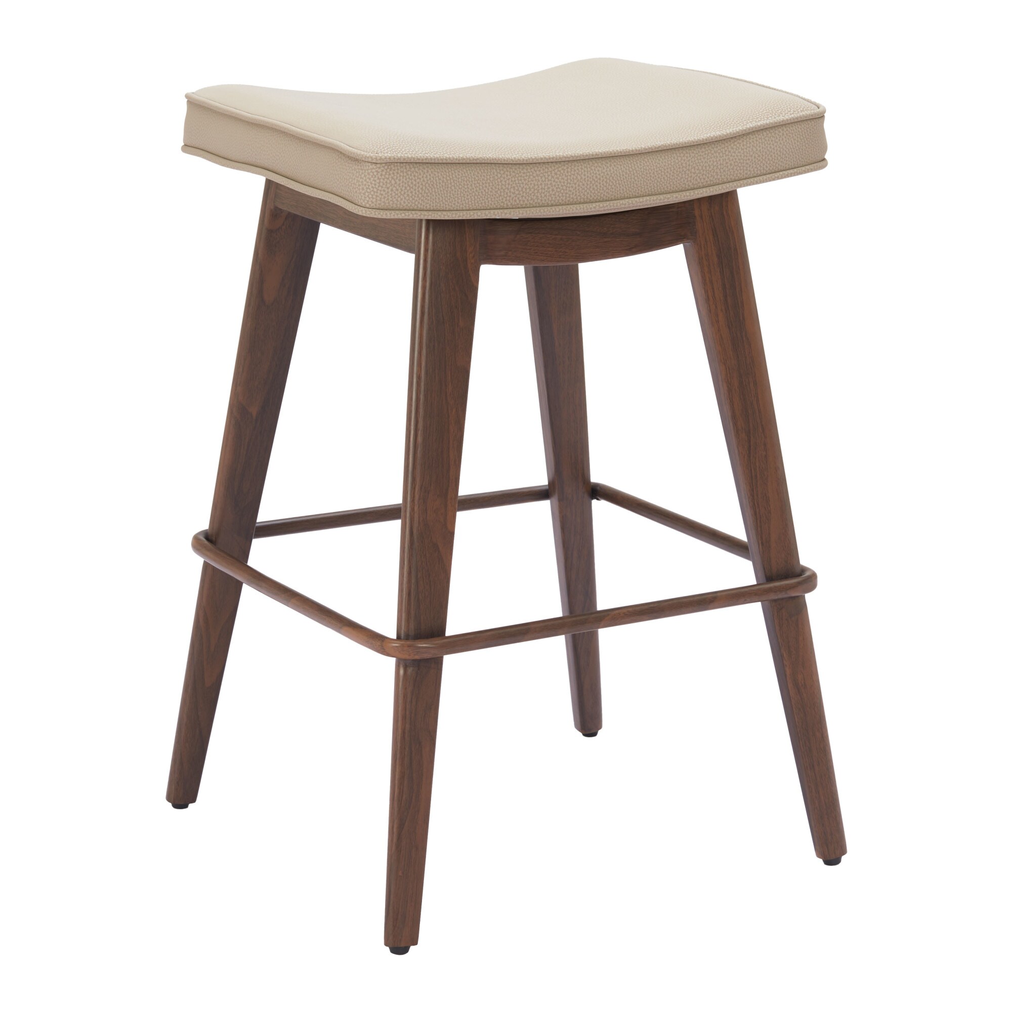 ZUO 110331 Set of 2 Beige and Walnut 27-in H Counter height (24-in to 27-in) Bucket Seat Upholstered Wood Bar Stool