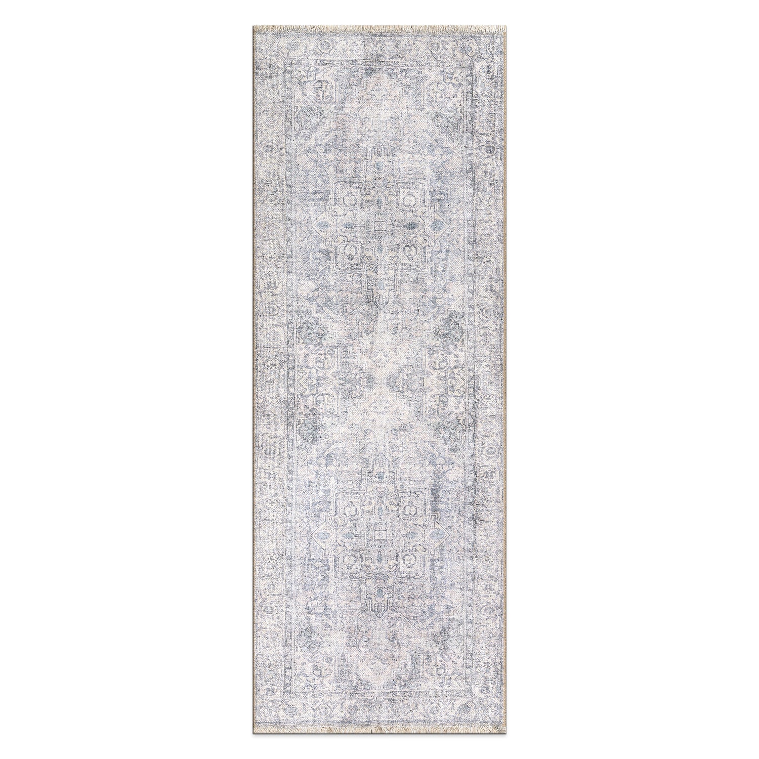 World Rug Gallery 6033BLUE2X10 2 x 10 (ft) Loomed Cotton/Polyester Blue Rectangular Indoor Medallion Area rug