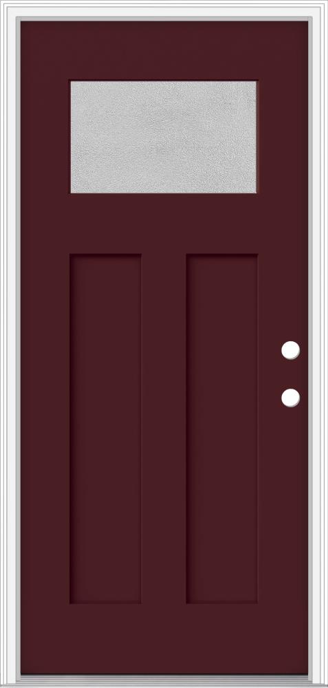 JELD-WEN LOWOLJW205800316 Microgranite 36-in x 80-in x 4-9/16-in Fiberglass Craftsman Left-hand inswing Currant Painted Prehung Front Door with Brickmould Insulating core