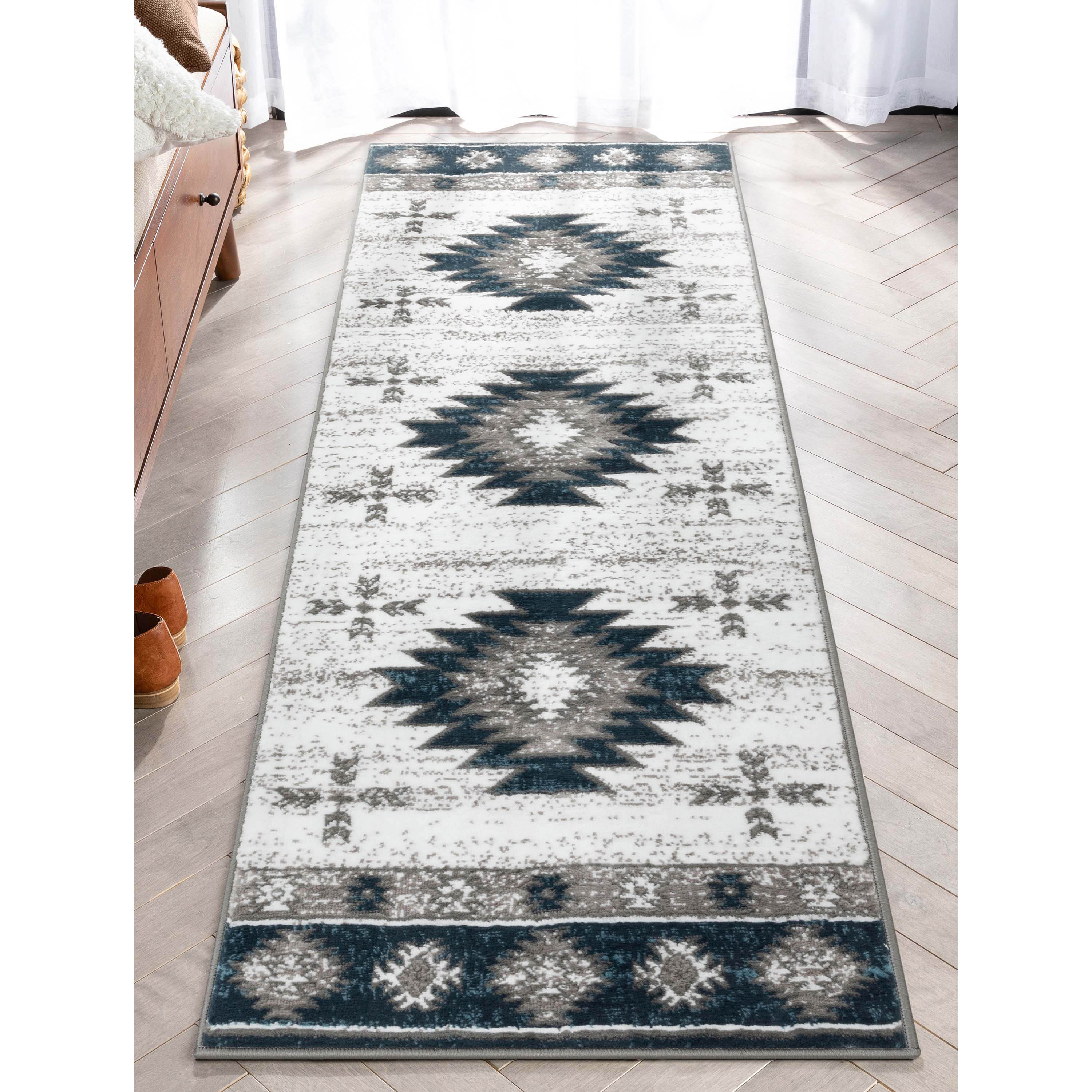 Well Woven DU-144-2 Dulcet 2 x 8 (ft) Loomed Polypropylene Blue Rectangular Indoor Tribal Southwestern Runner rug