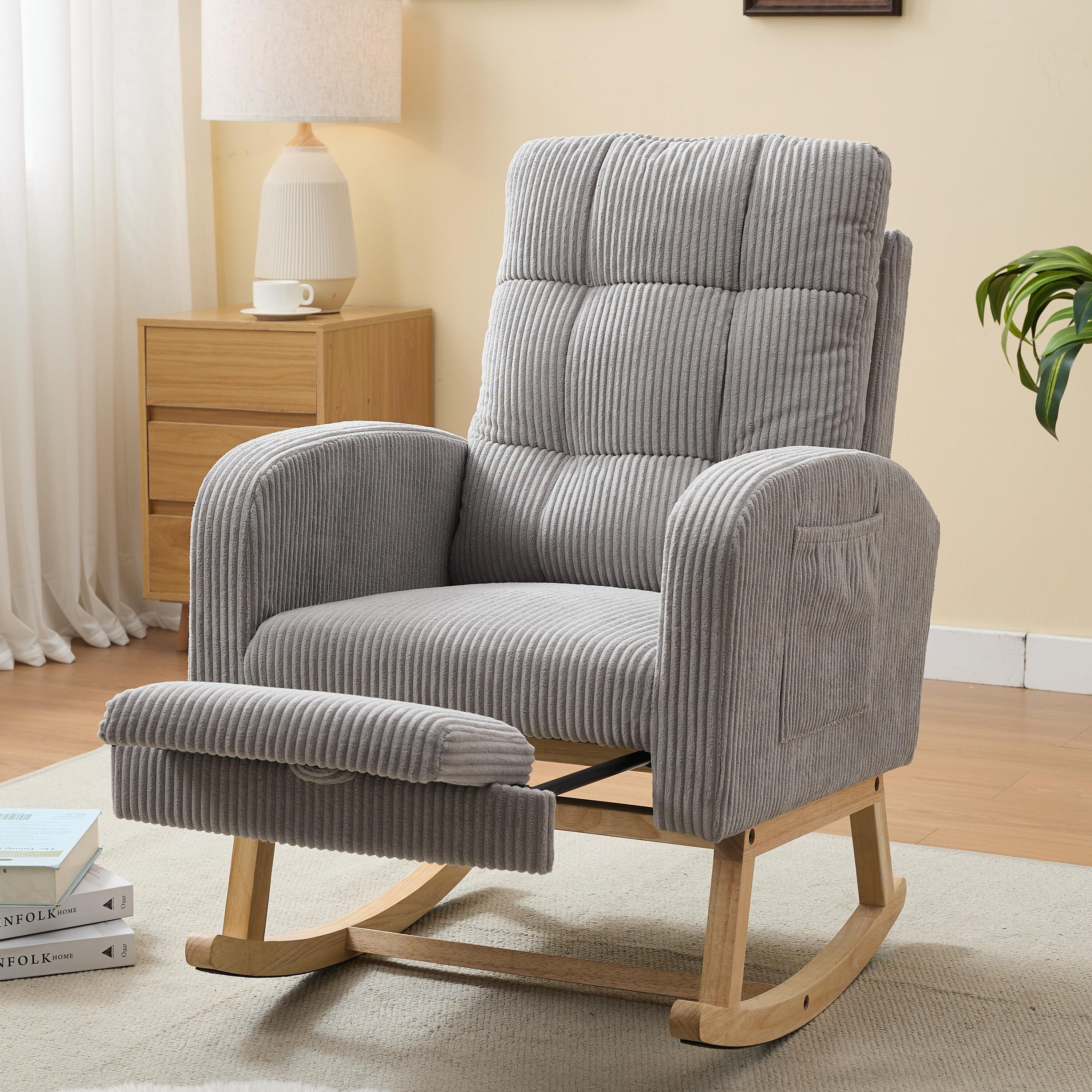 Runesay XI02 Modern Light Gray Rocking Chair