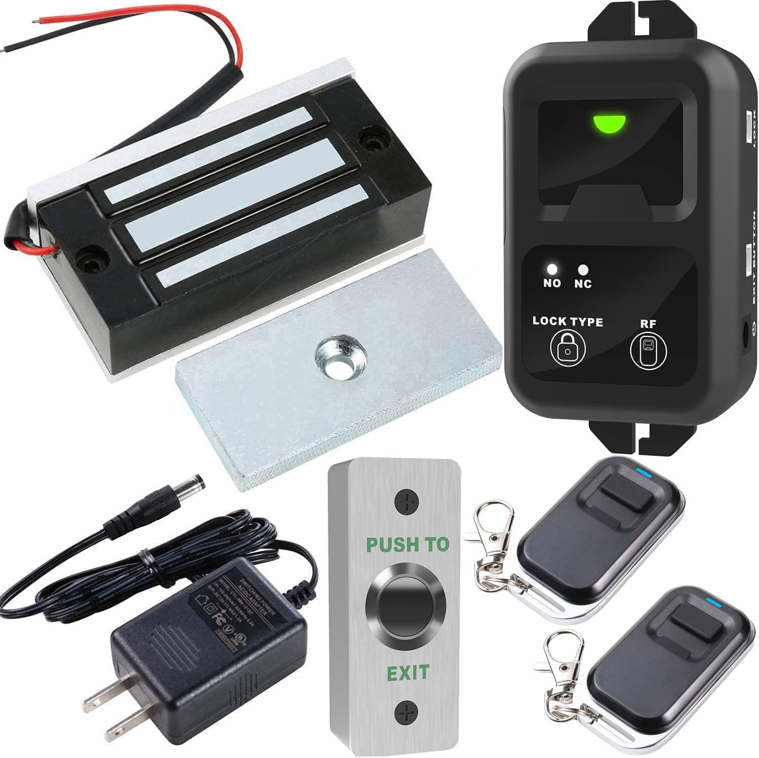 Yichuhaoxi  130lb Electric Magnetic Door Lock Kit with Remote Control and Exit Button for Drawer Cabinet Locker Wardrobe Small Door Security