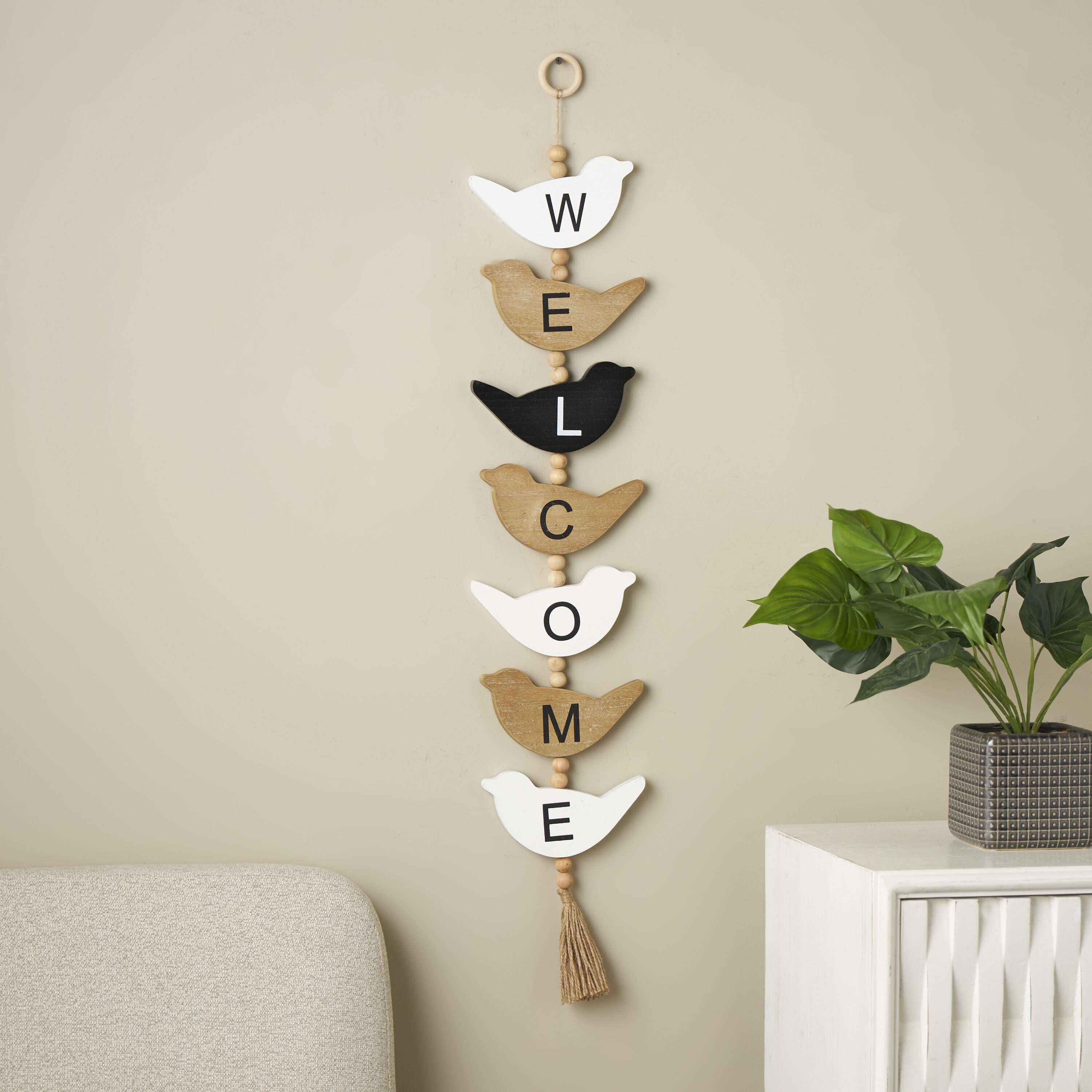 Grayson Lane 821879 7-Inches W x 42-Inches H Wood Welcome Sign Animals Wall sculpture