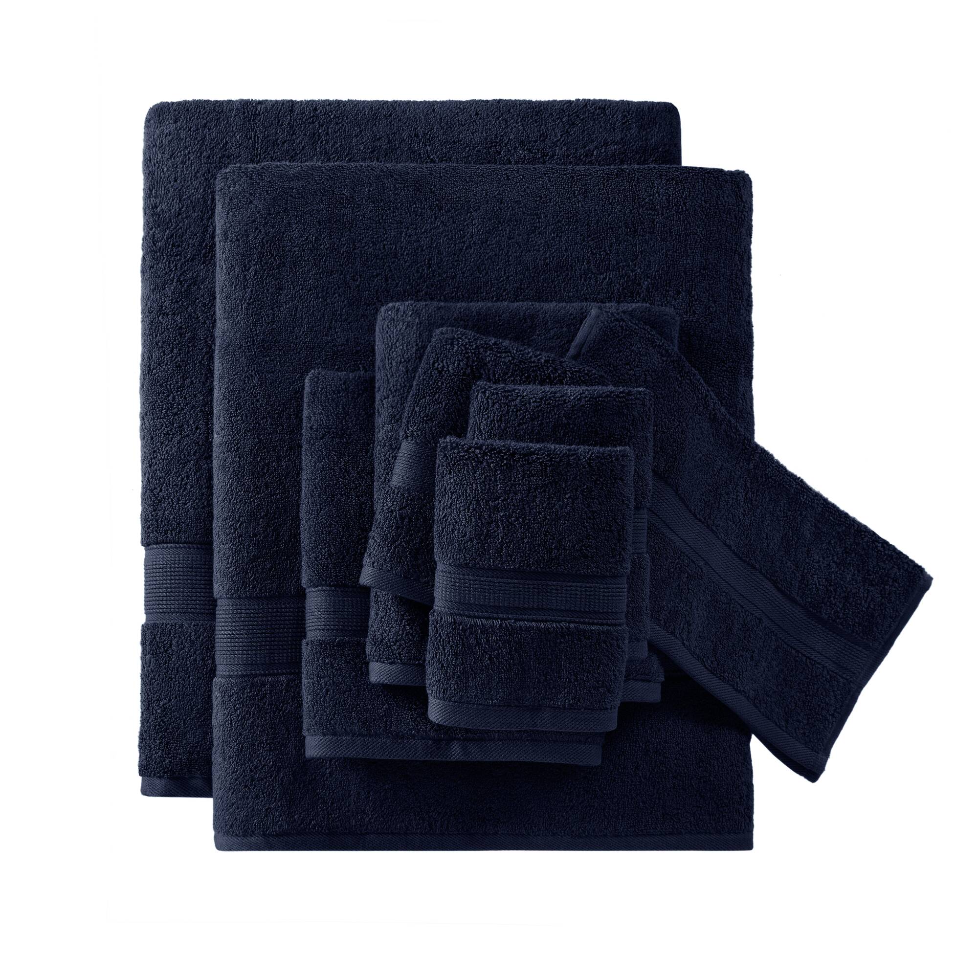 Madison Park Signature MPS73-540 8-Piece Dark Navy Cotton Bath Towel Set