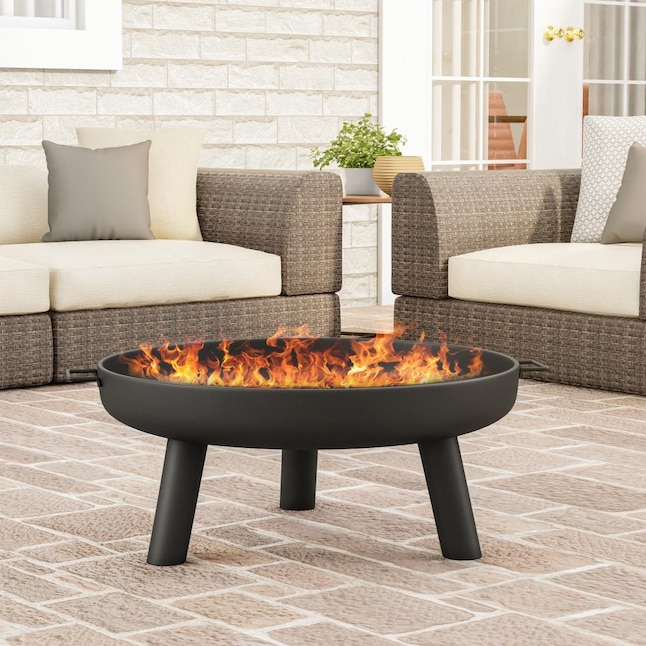 Black Steel Wood Burning Fire Pit, Large Wood Burning Fire Pit Table