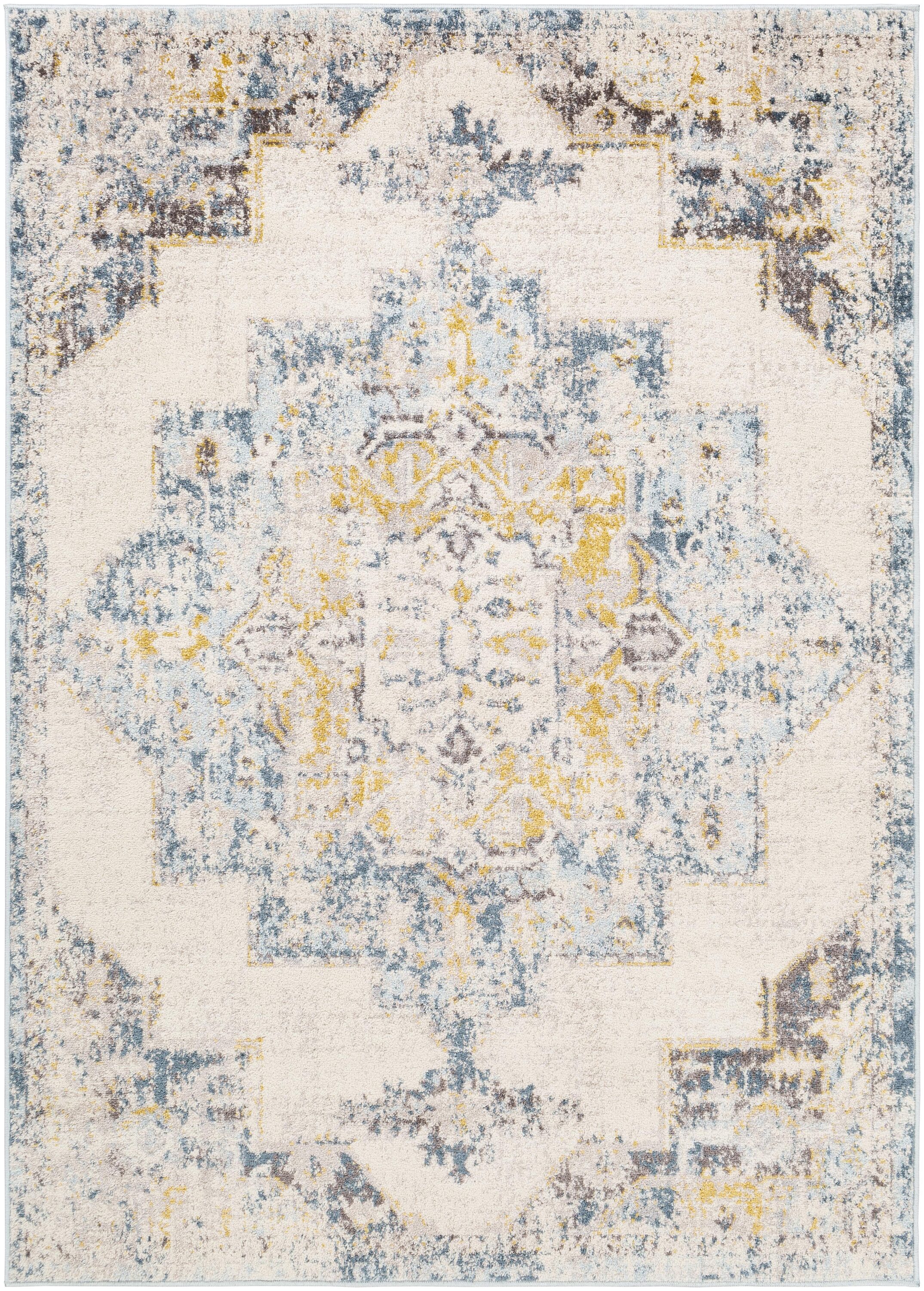 Elegant Ankara Blue 5'3" x 7'3" Reversible Synthetic Rug