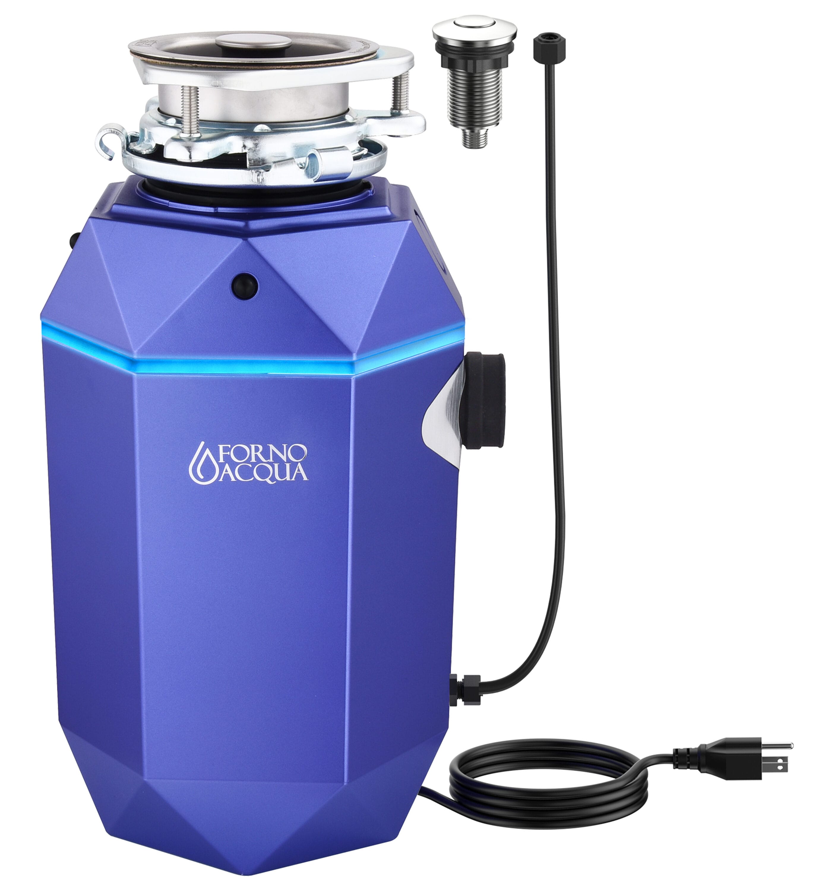 FORNO WDD100TA1AM BrightDIAMOND LED Surround Light and Air Switch Continuous feed 1-HP Septic Safe Corded Garbage Disposal with Noise Insulation