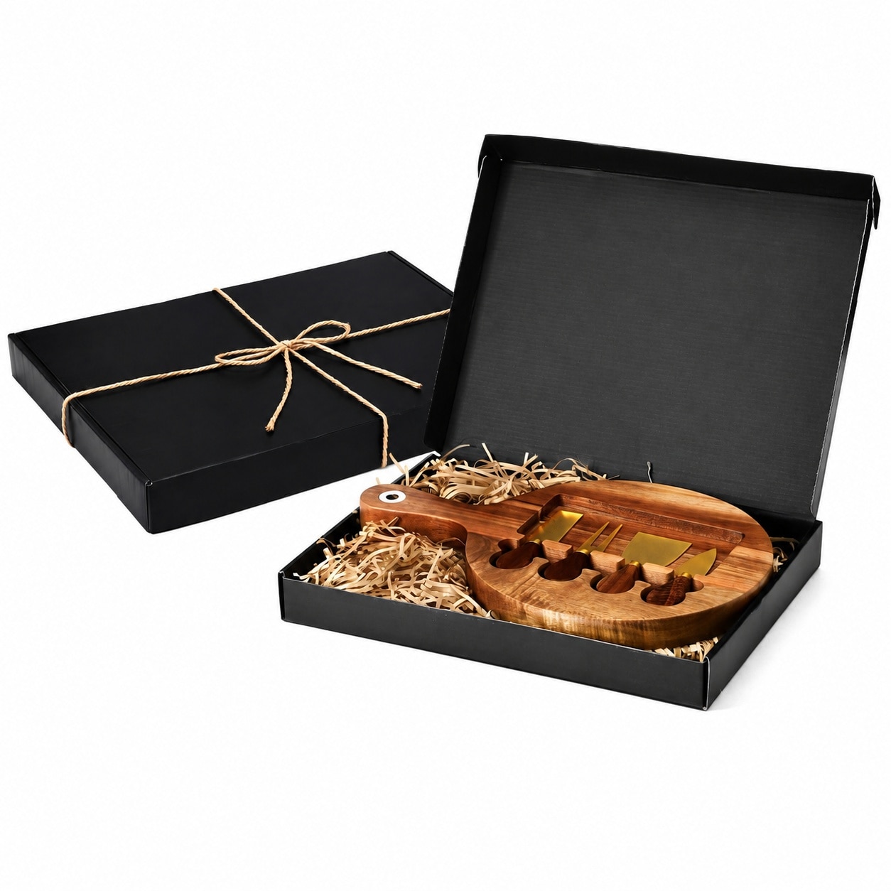 Aoibox  13 8 in Acacia Cheese Board and 5 Tool Gold Plated Stainless Steel Knife Set for Charcuterie Serving and