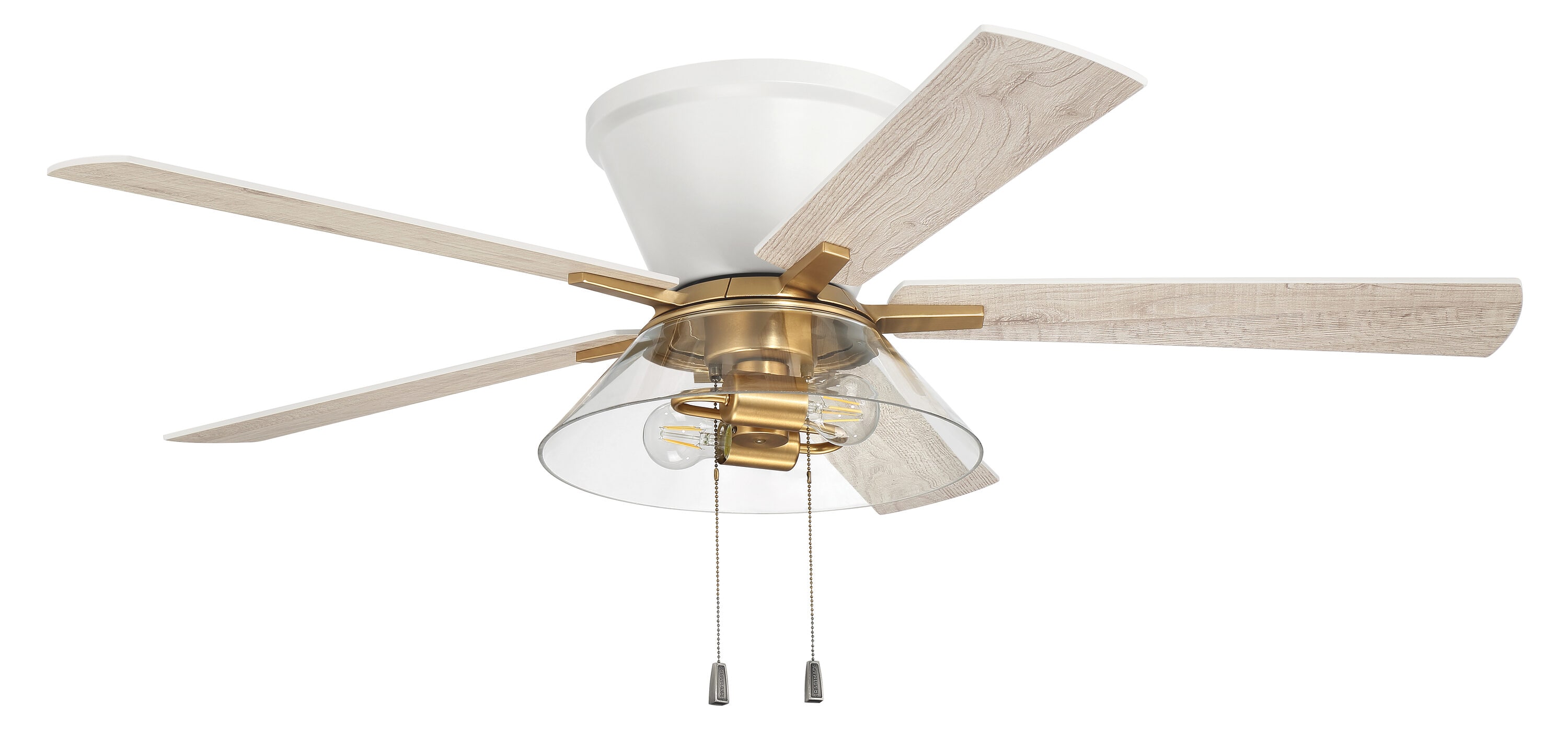 Craftmade IST52WSB5 Insight 52-in Flush Mount White/Satin Brass with White Blades Ceiling Fan With Light ( 5 -Blade )