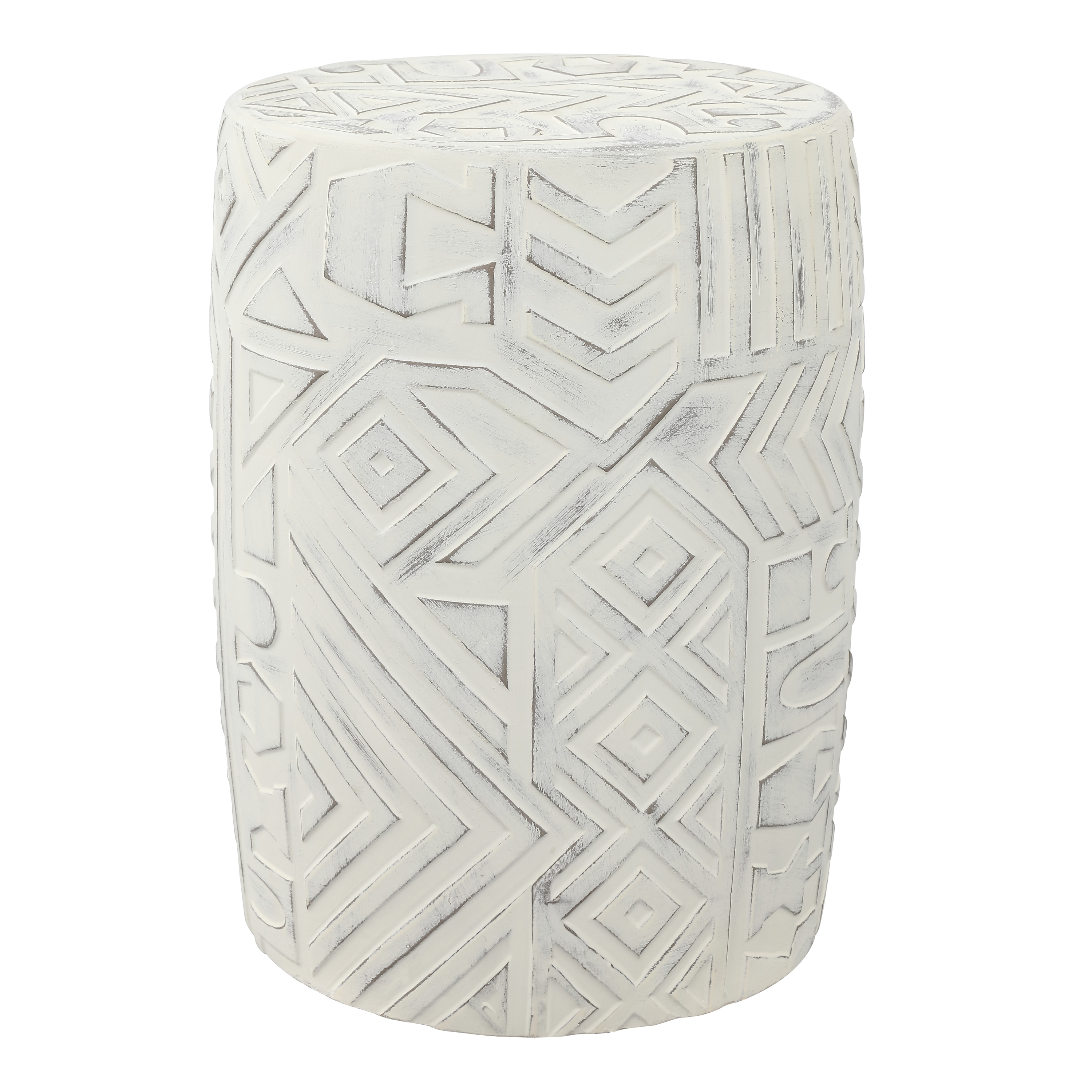JONATHAN  Y TBL1030A Rafi Bohemian 17.75-in Cream Concrete Barrel Garden Stool