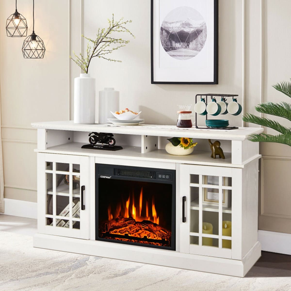 Lowes corner electric on sale fireplace tv stand