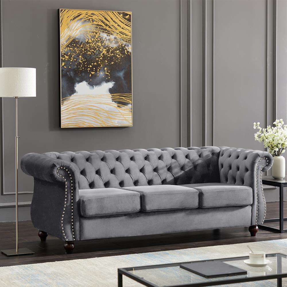 CASAINC SF-XCH8004DG 33-in Modern Gray Velvet Sofa