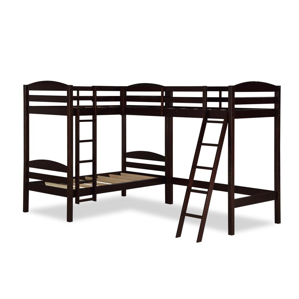 Dhp Clearwater Espresso L Bunk Bed, L Shaped Triple Bunk Beds