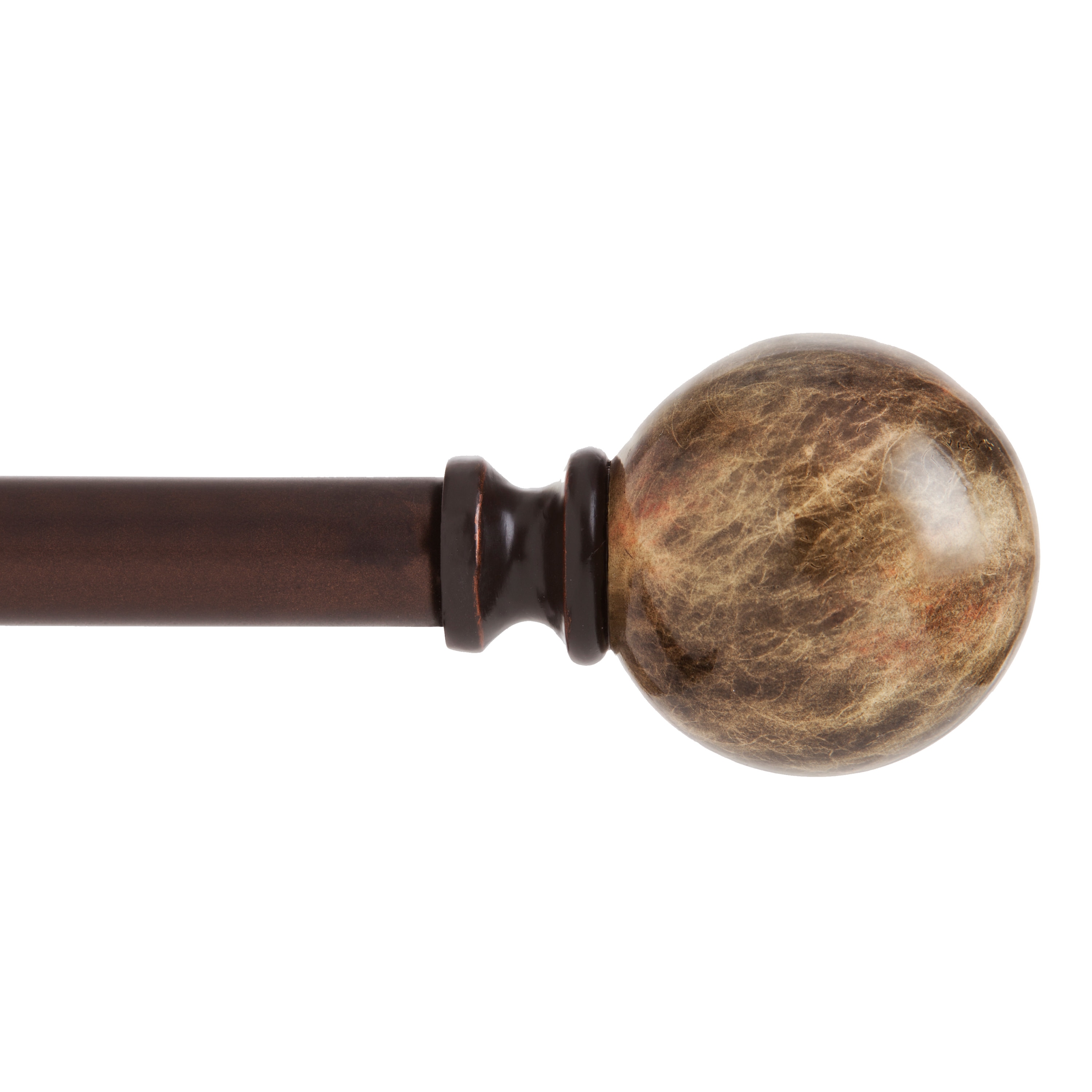 Kenney KN80437NP Marble Ball 66-in to 120-in Brown Marble Steel Single curtain rod with Finials