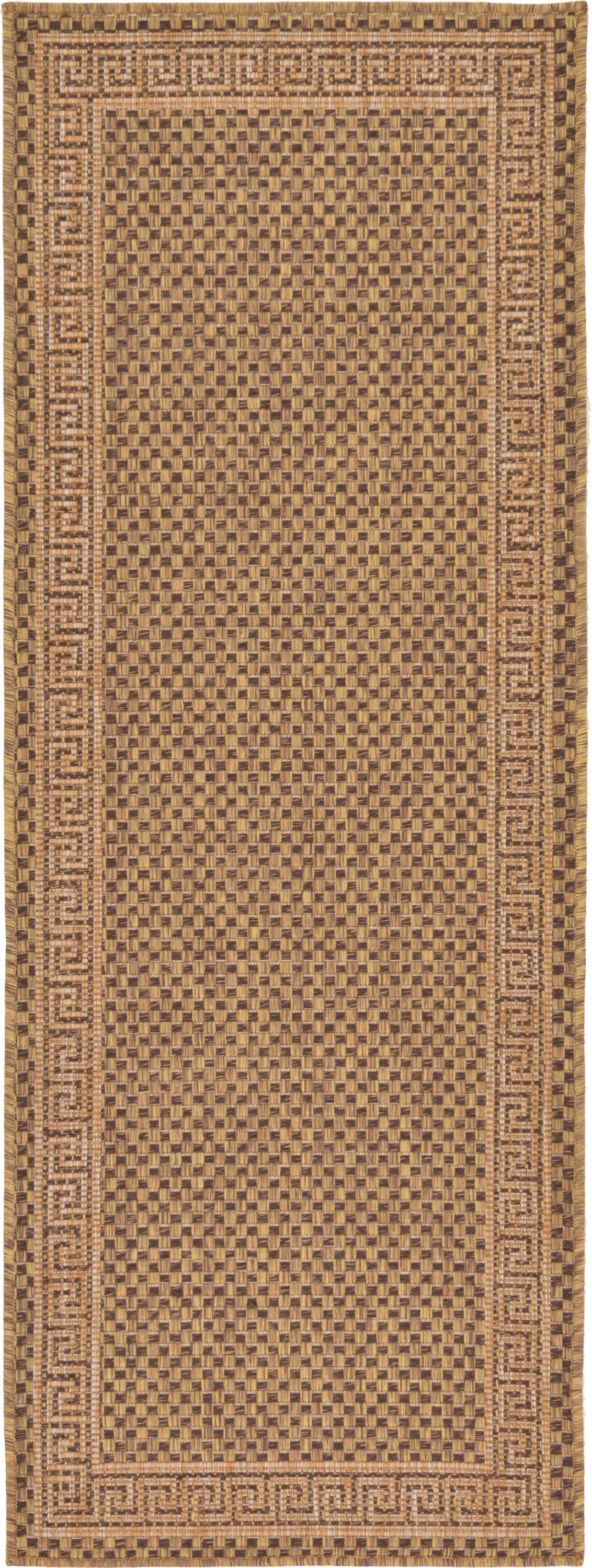 Unique Loom 3127229 Greek Key Outdoor 2 x 6 (ft) Loomed Polypropylene Brown/Light Brown Rectangular Indoor/Outdoor Geometric Runner rug