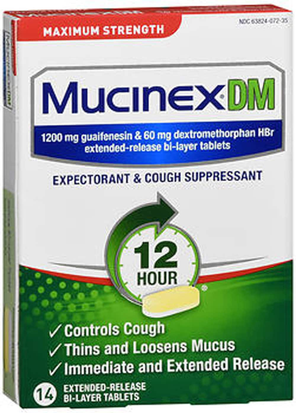 Mucinex Mucinex Dm 12 Hr. Expectorant + Cough Suppressant Tablets 14 Ct