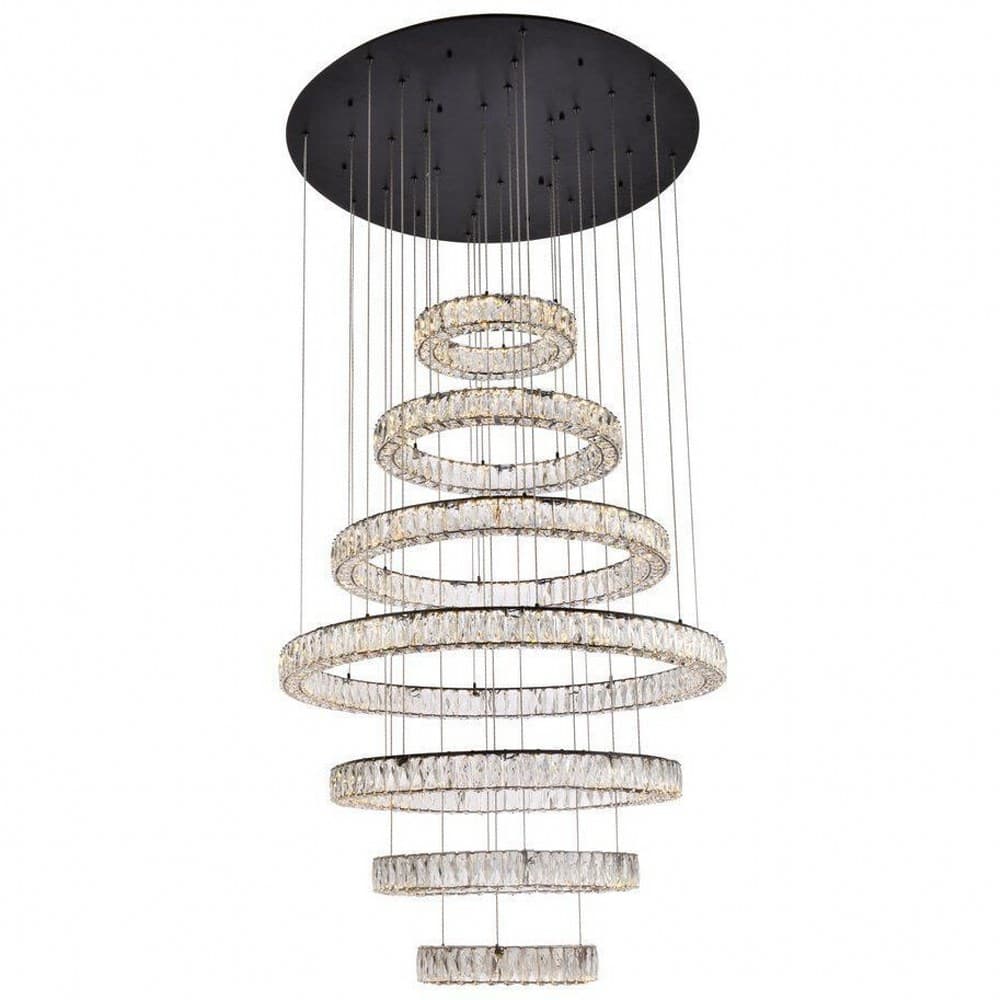Elegant Lighting A-EL-3503G7LBK Monroe 7 - Light -Modern Black / Crystal / Metal Chandelier