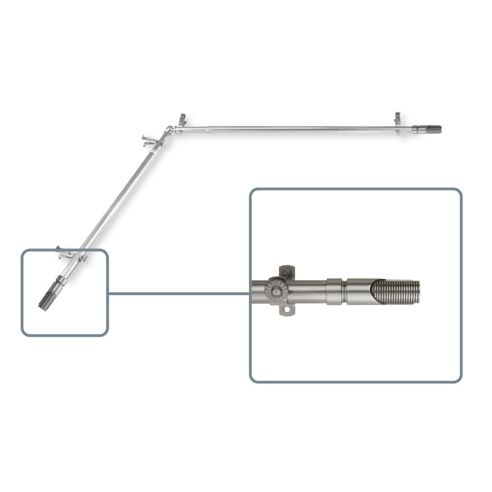 Hart & Harlow L4866-485CR Rivet 13/16-in 48-in to 84-in Satin nickel Steel Corner curtain rod with Finials