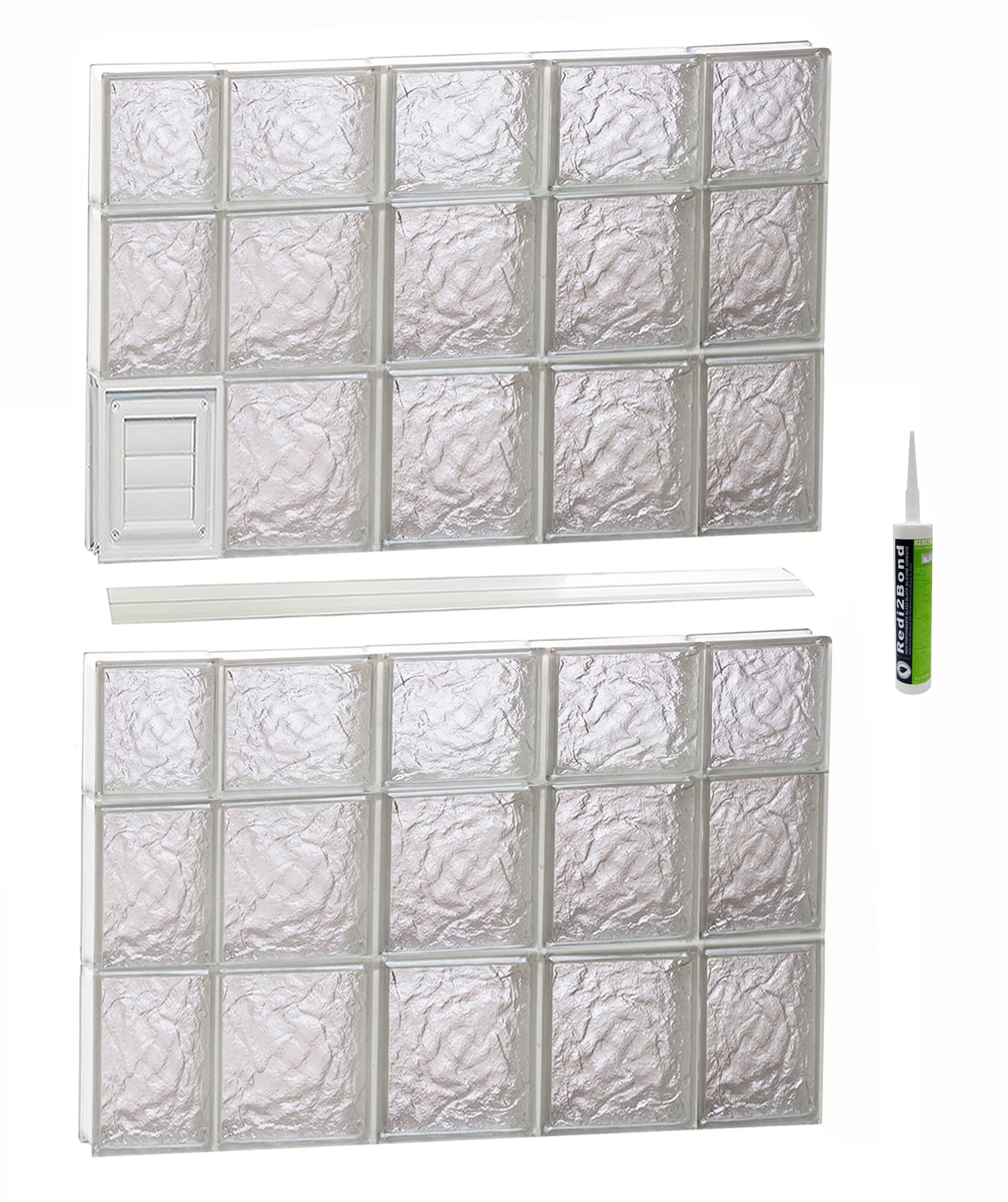 REDI2SET D3644IS Ice Glass 34-3/4-in x 42-1/2-in Frameless Replacement Dryer vent Glass Block Window