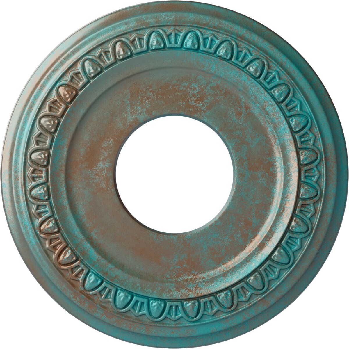 Ekena Millwork CM12JACGS Jackson 12.25-in W x 12.25-in L Painted Copper Green Patina Polyurethane Whole Ceiling Medallion