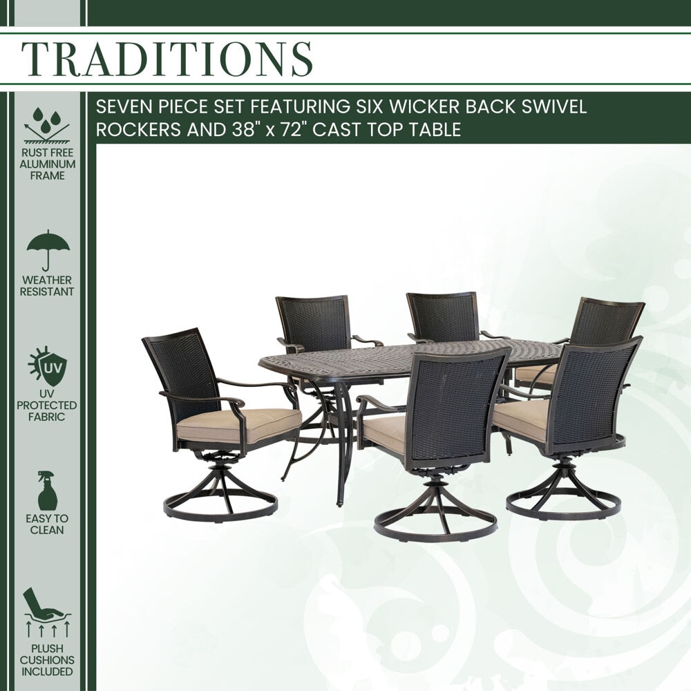 Hanover TRADDNWB7PCSWC-TAN Patio-Dining-Sets - View #3