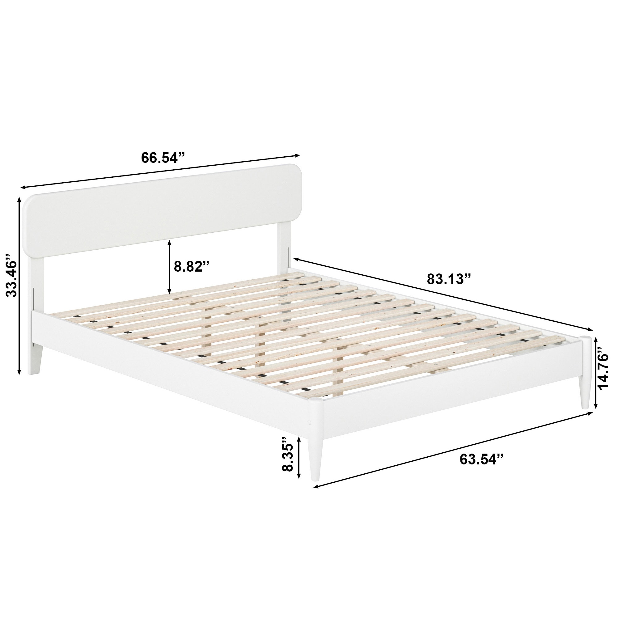 Florence White Queen Solid Wood Low Profile Platform Bed